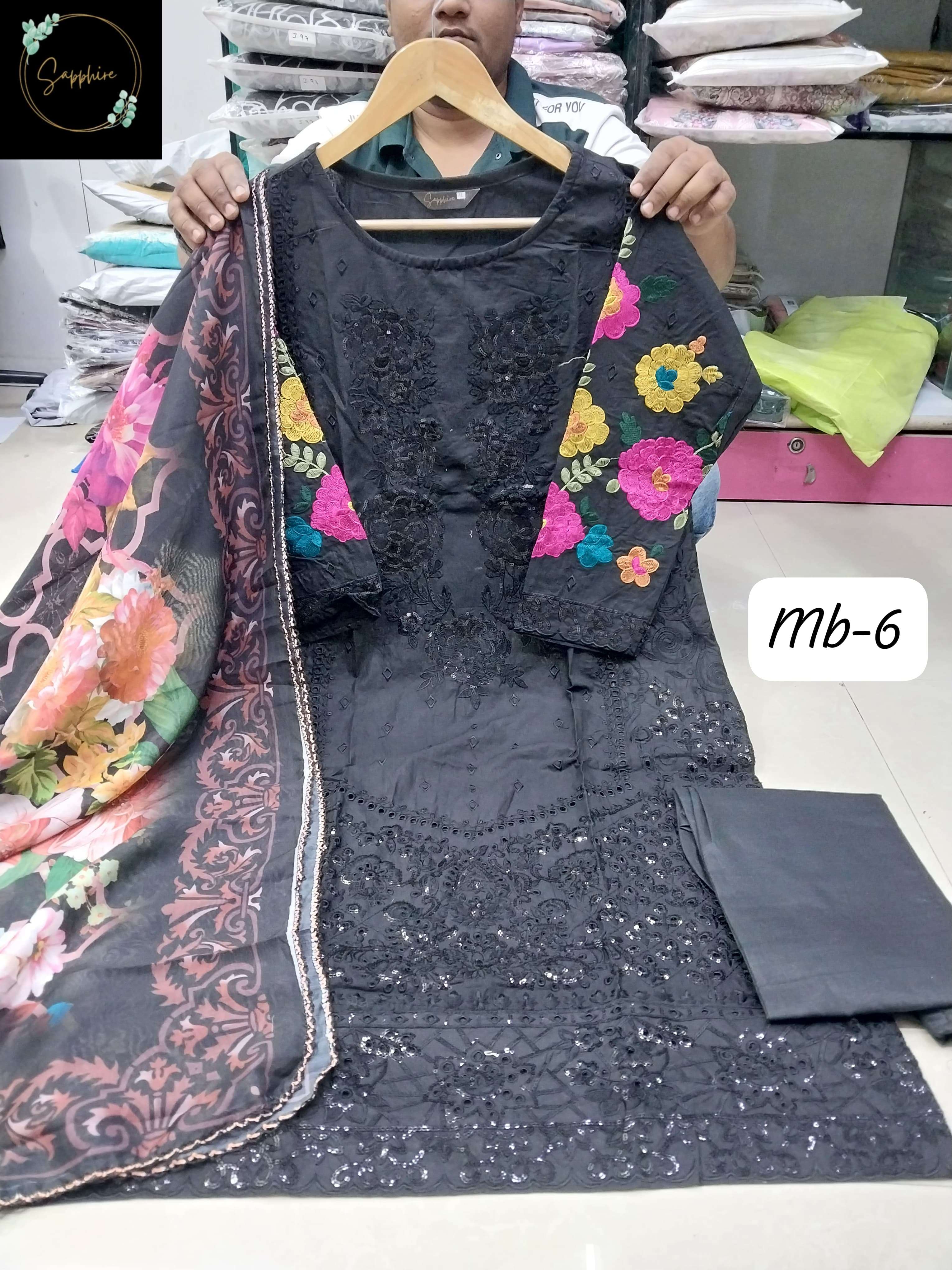 SAPPHIRE EMBROIDERED MARIA B VOL 6 LAWN COTTON PAKISTANI READY MADE SUIT