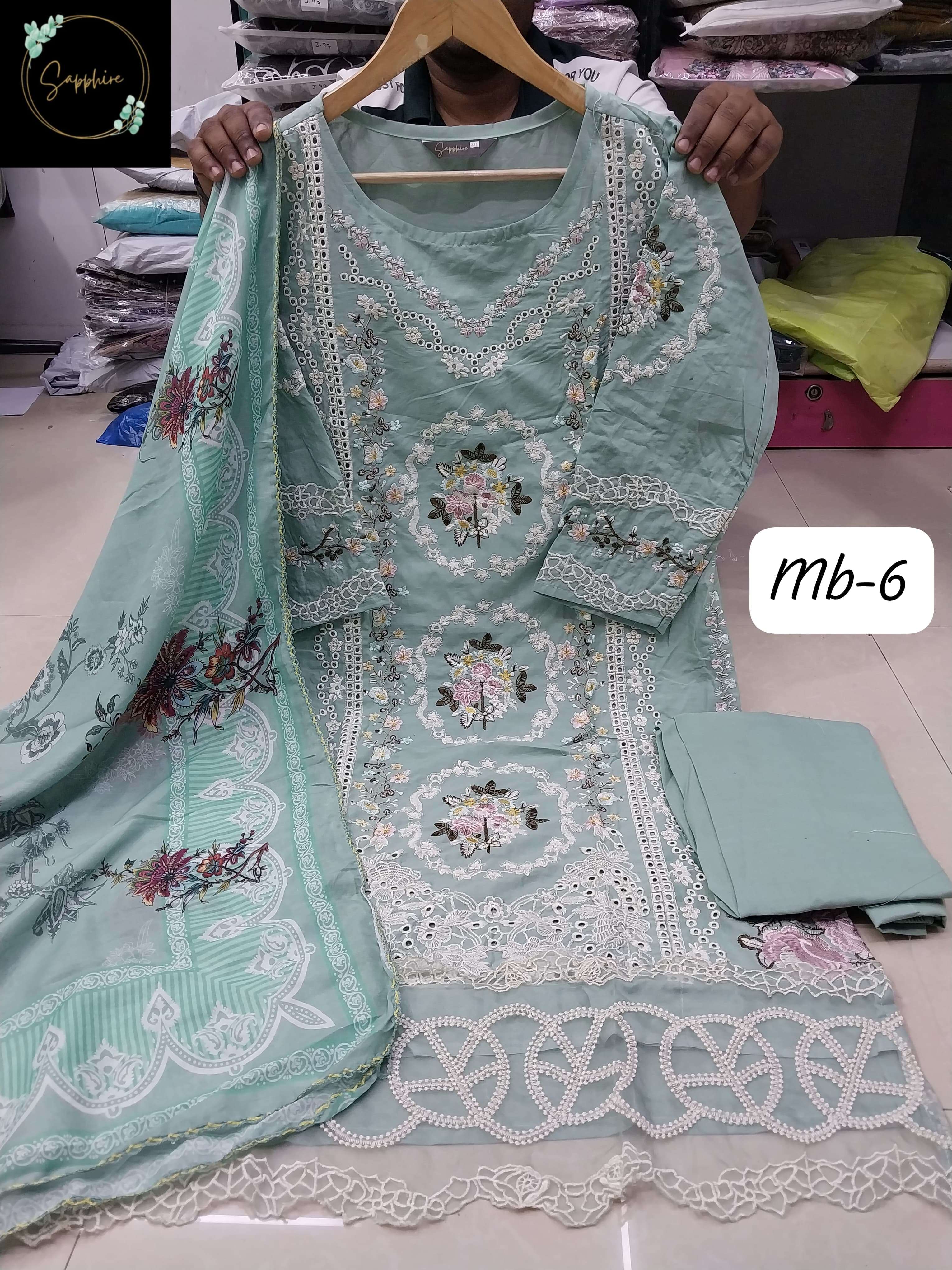 SAPPHIRE EMBROIDERED MARIA B VOL 6 LAWN COTTON PAKISTANI READY MADE SUIT