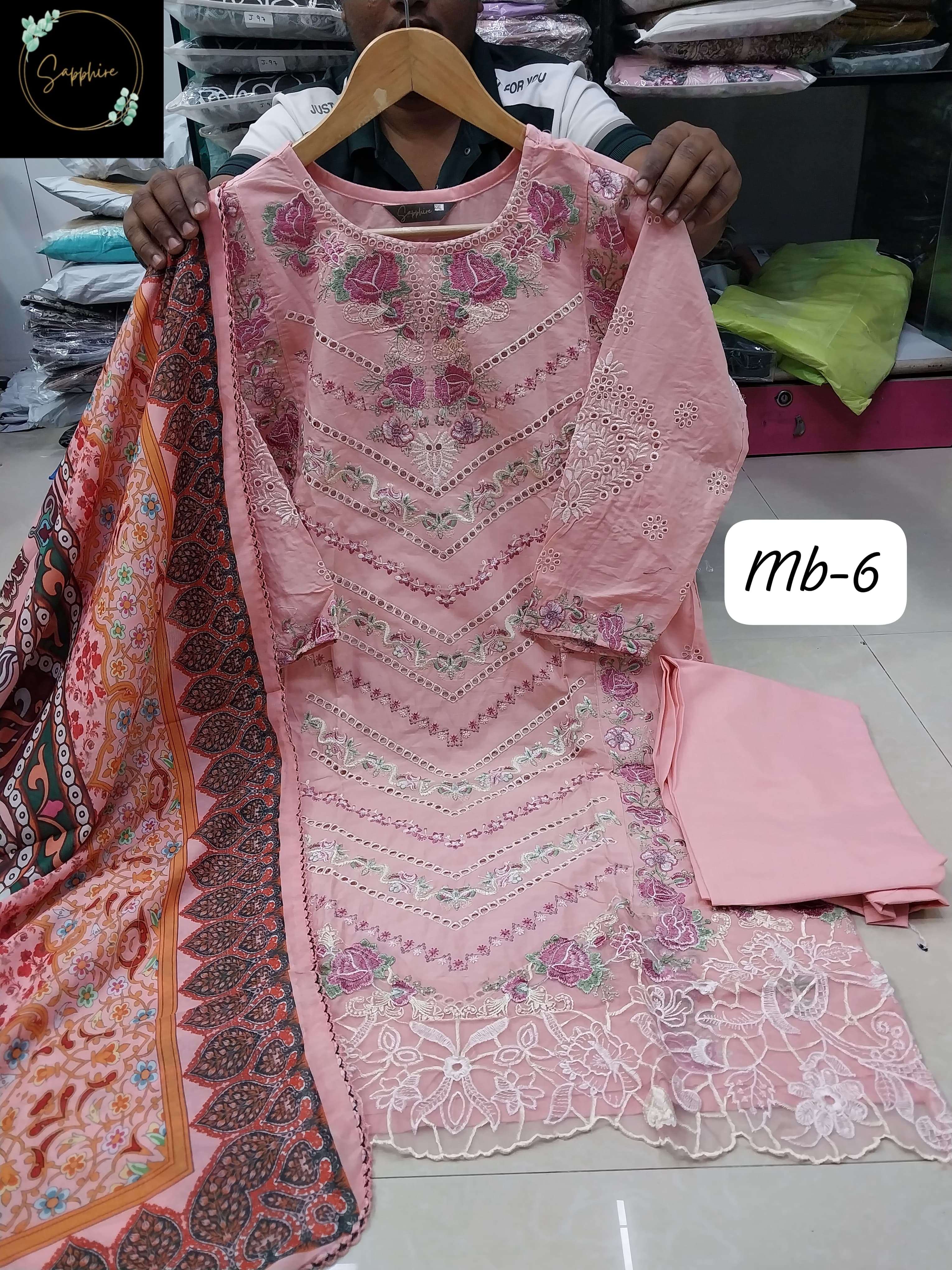 SAPPHIRE EMBROIDERED MARIA B VOL 6 LAWN COTTON PAKISTANI READY MADE SUIT