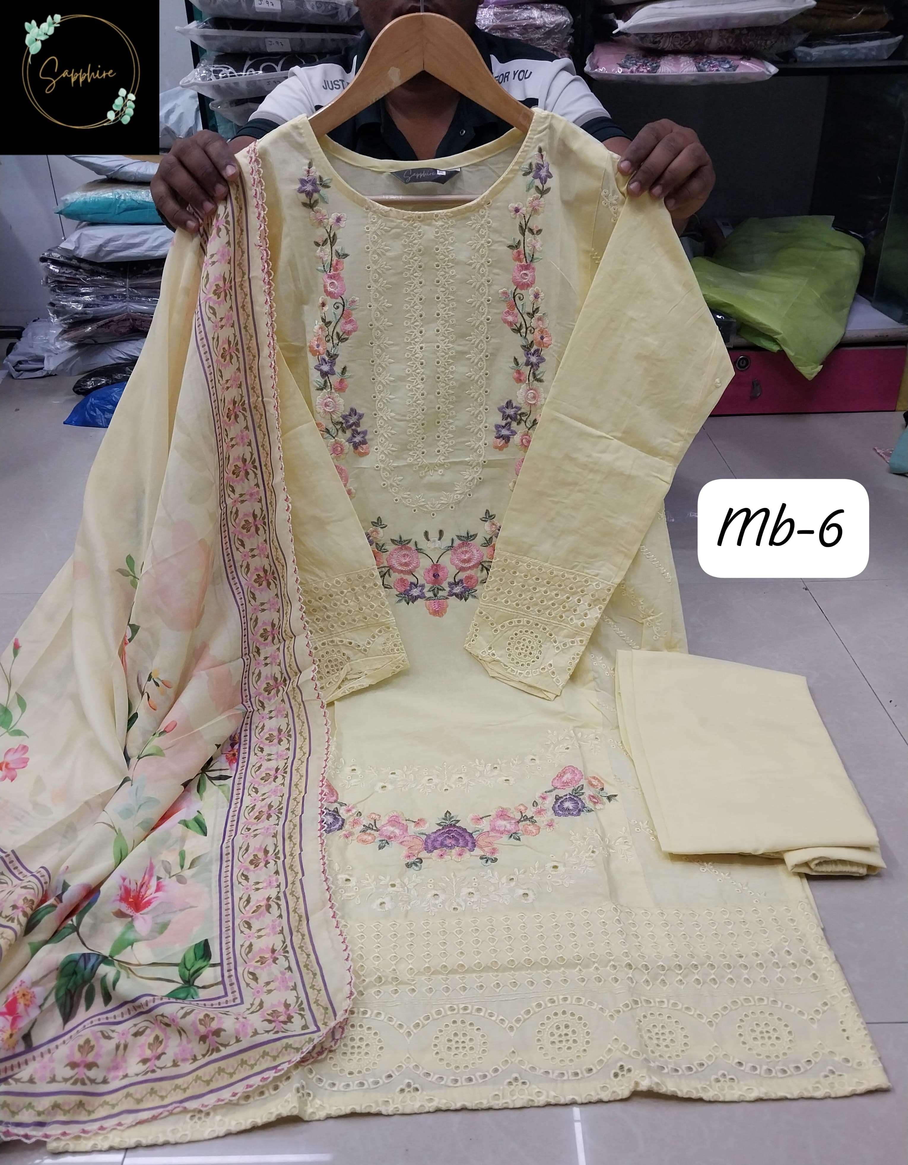 SAPPHIRE EMBROIDERED MARIA B VOL 6 LAWN COTTON PAKISTANI READY MADE SUIT
