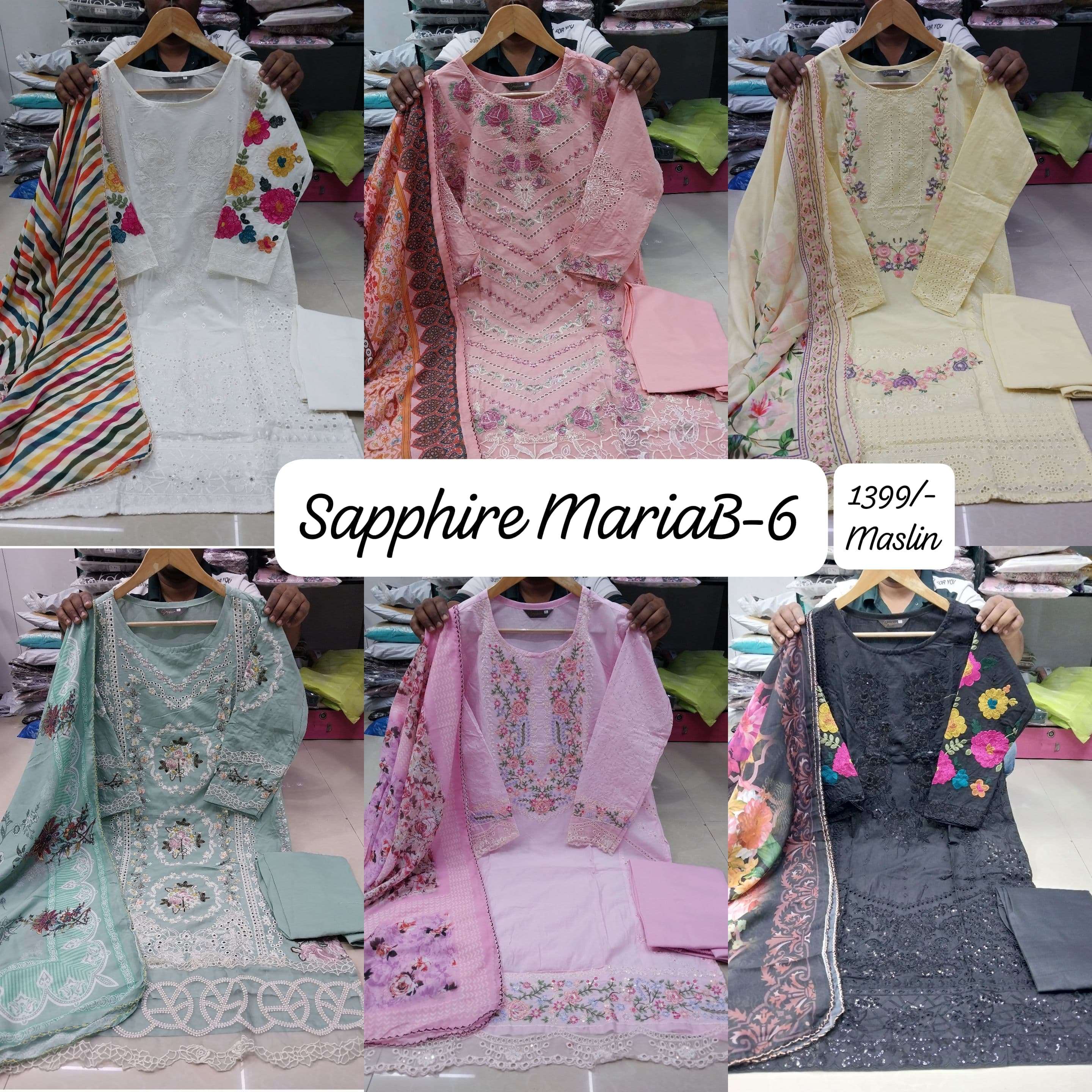 SAPPHIRE EMBROIDERED MARIA B VOL 6 LAWN COTTON PAKISTANI READY MADE SUIT