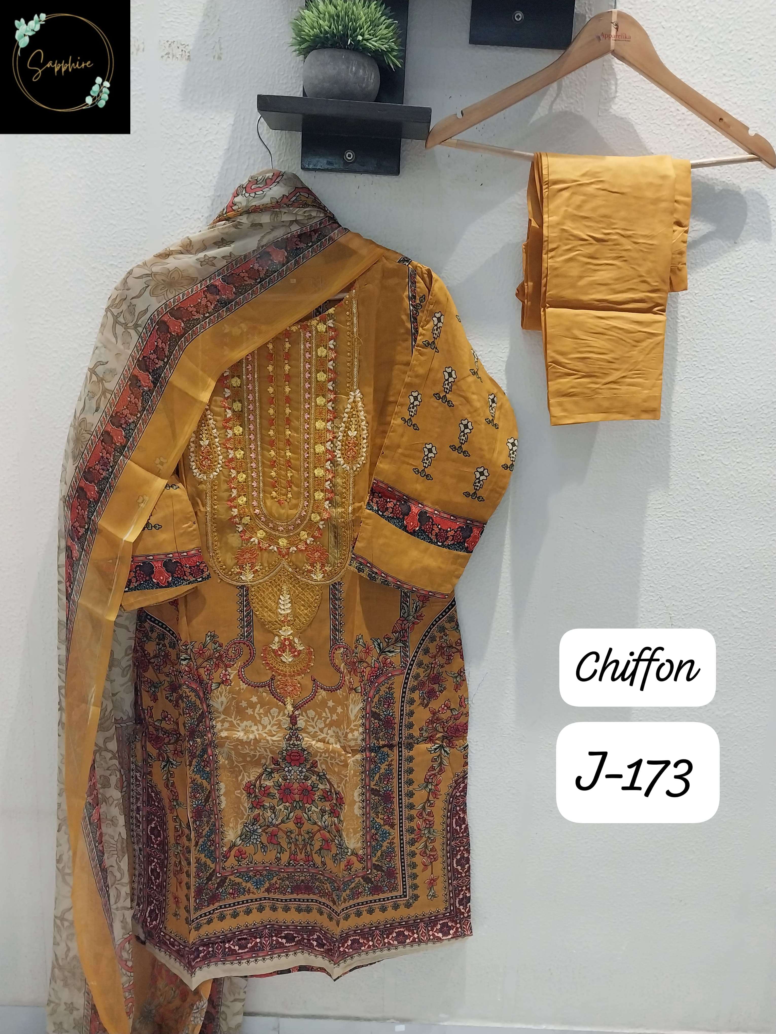 SAPPHIRE JAZMIN VOL 173 LAWN COTTON FANCY WORK PAKISTANI SUIT