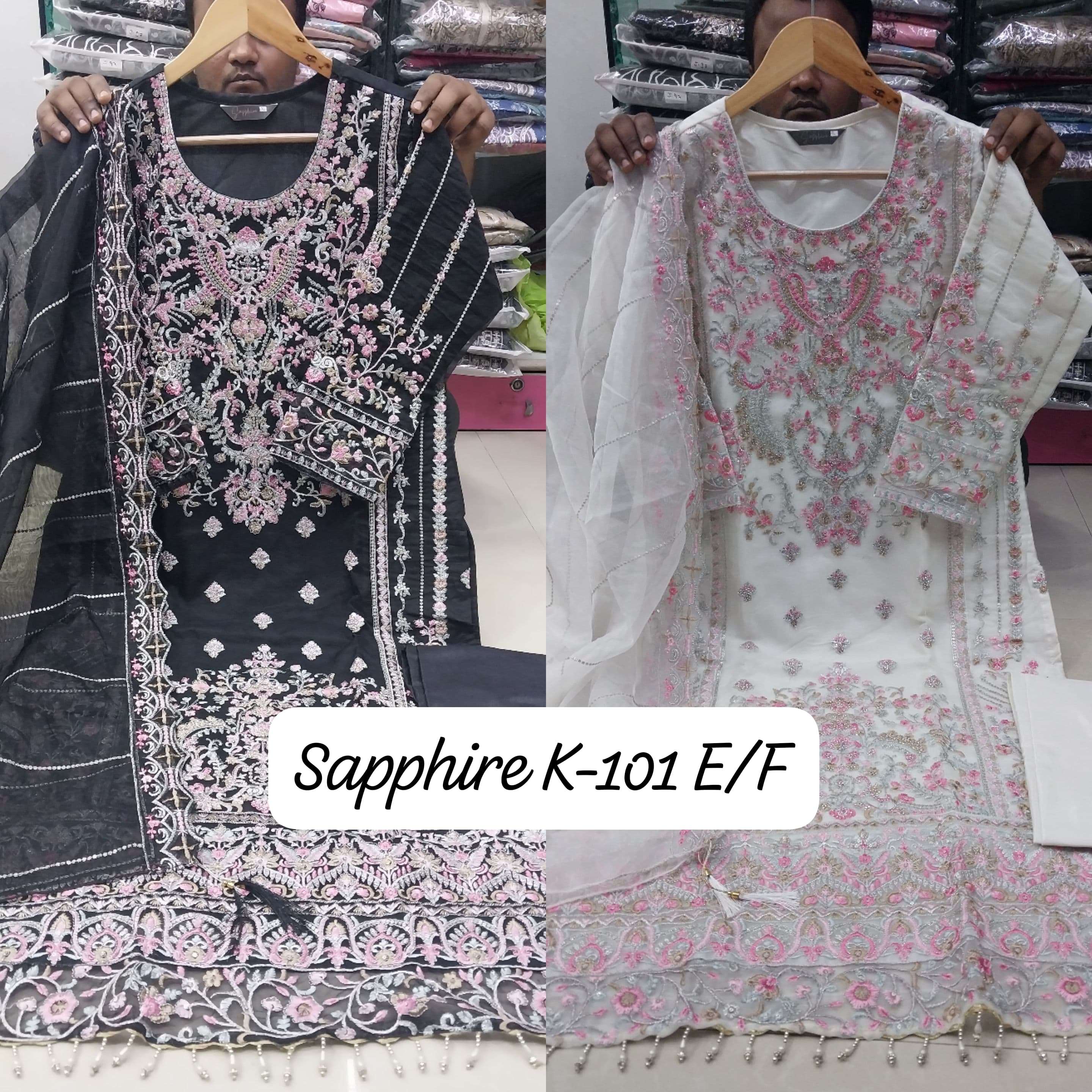 SAPPHIRE K 101 SERIES ORGANZA HEAVY EMBROIDERED PAKISTANI SUIT