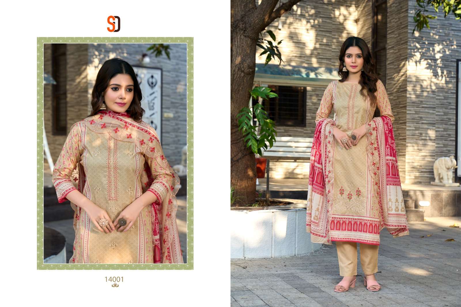 SHARADDHA DESIGNER BIN SAEED LAWN COLLECTION VOL 14 COTTON EMBROIDERY SUIT