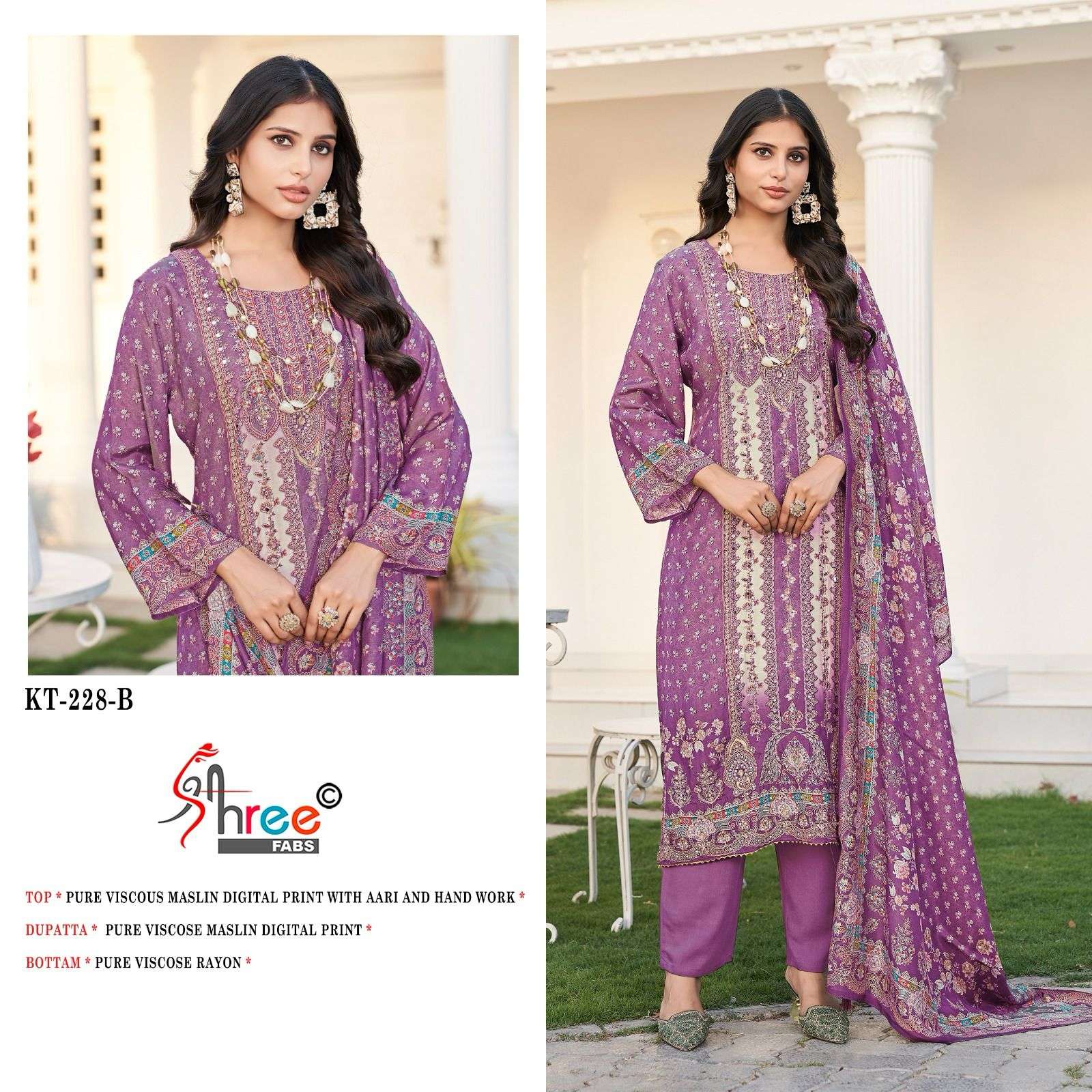 SHREE FABS KT 228 VISCOSE DESIGNER WORK FANCY SUIT