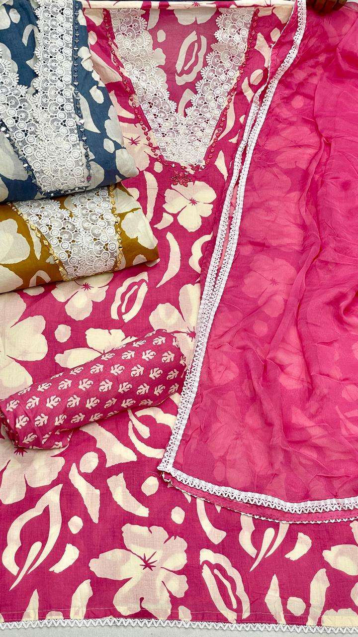 SIARA NON CATALOG VOL 8 CAMBRIC COTTON PRINT WITH FANCY WORK SUIT