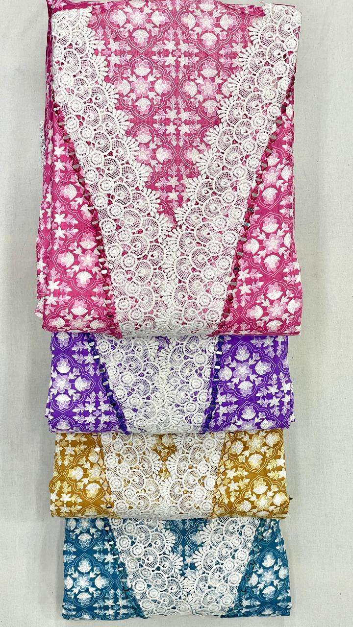 SIARA NON CATALOG VOL 8 CAMBRIC COTTON PRINT WITH FANCY WORK SUIT