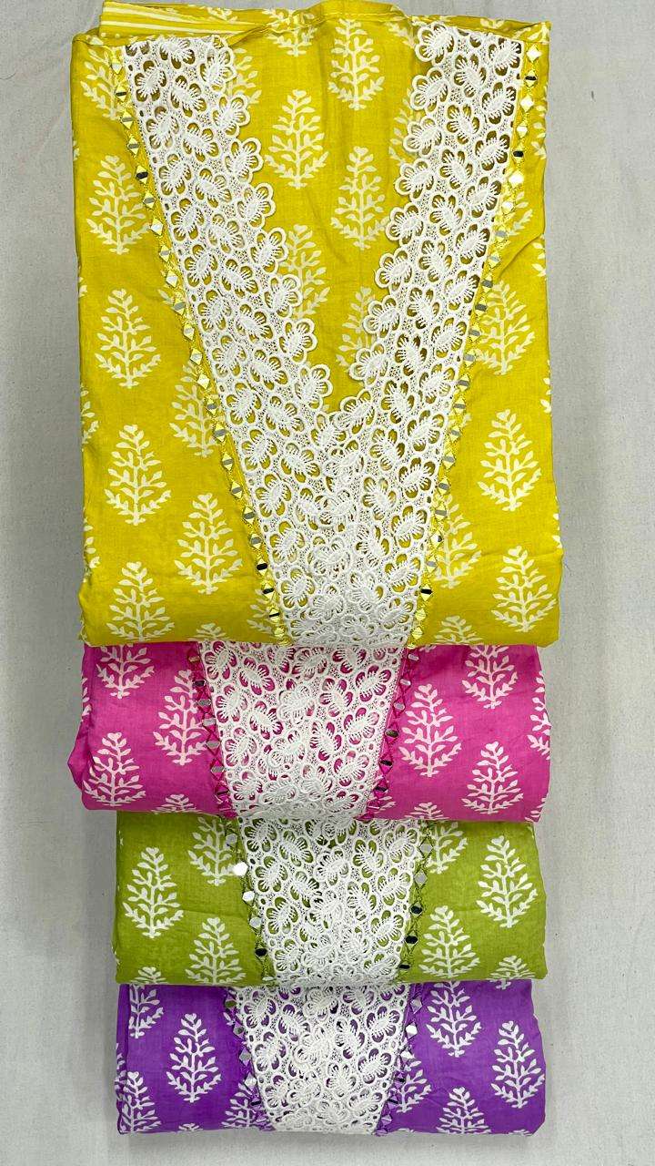 SIARA NON CATALOG VOL 8 CAMBRIC COTTON PRINT WITH FANCY WORK SUIT