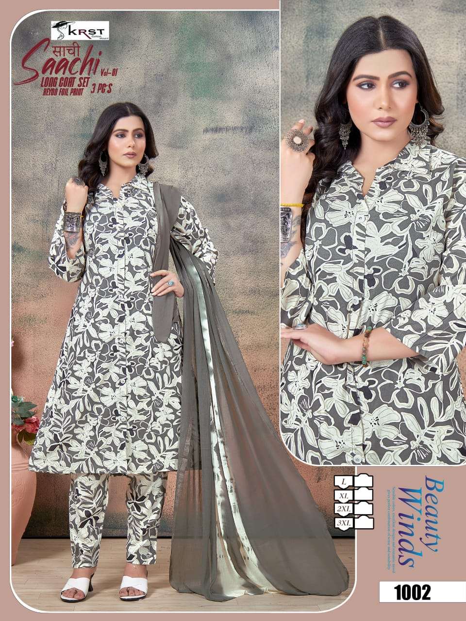 SKRST COTTON HOUSE SAACHI VOL 1 FANCY PRINTED LONG COAT SET 