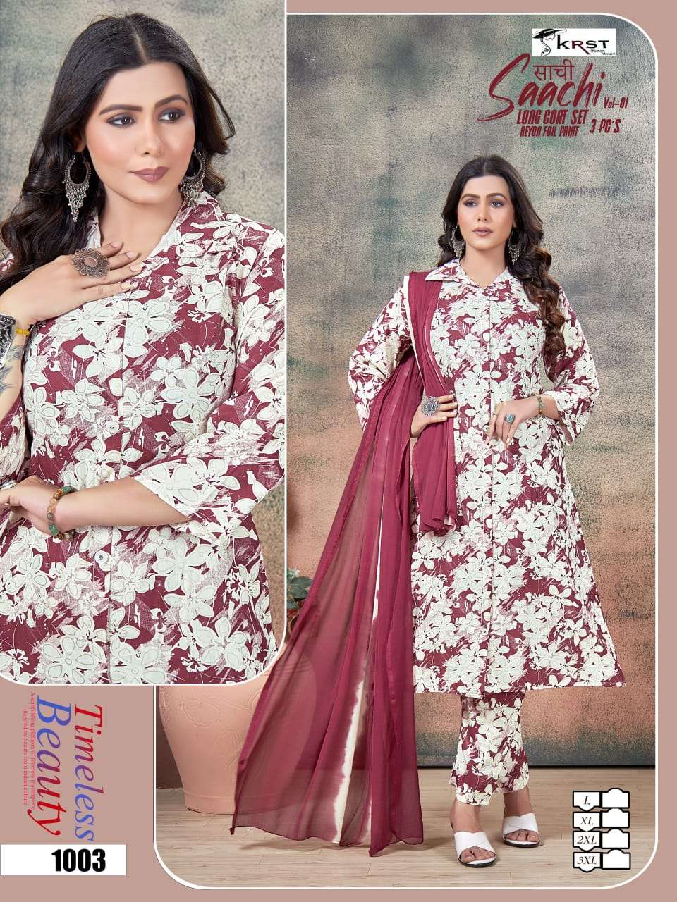 SKRST COTTON HOUSE SAACHI VOL 1 FANCY PRINTED LONG COAT SET 