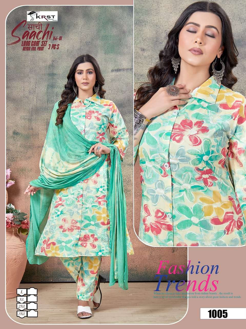 SKRST COTTON HOUSE SAACHI VOL 1 FANCY PRINTED LONG COAT SET 