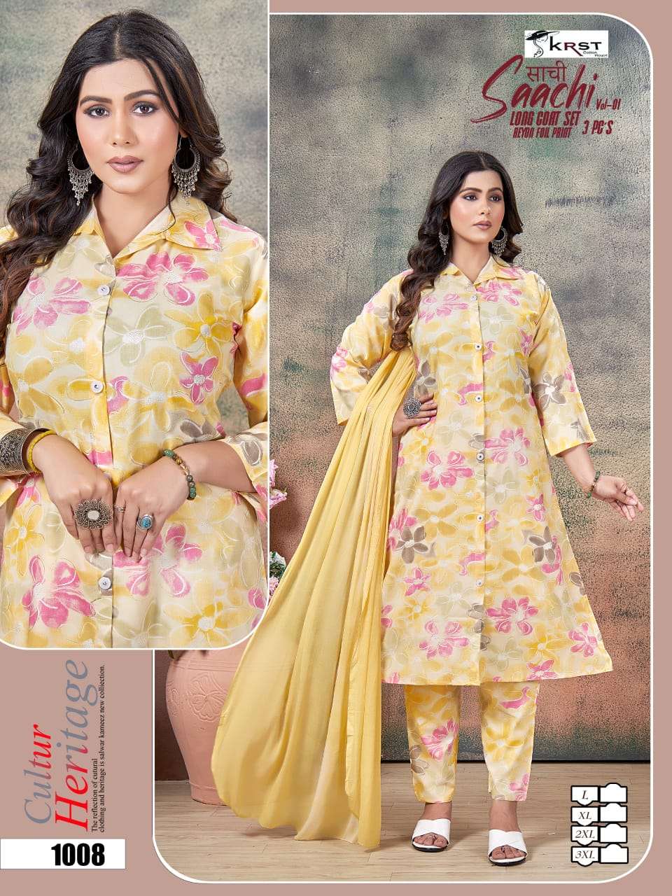 SKRST COTTON HOUSE SAACHI VOL 1 FANCY PRINTED LONG COAT SET 