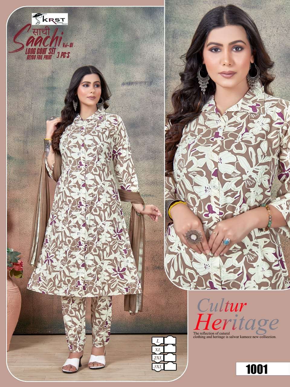 SKRST COTTON HOUSE SAACHI VOL 1 FANCY PRINTED LONG COAT SET 