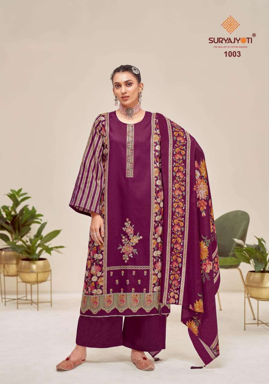 SURYAJYOTI KAAMINI VOL 1 JAM SATIN PRINT WITH EMBROIDERY WORK SUIT