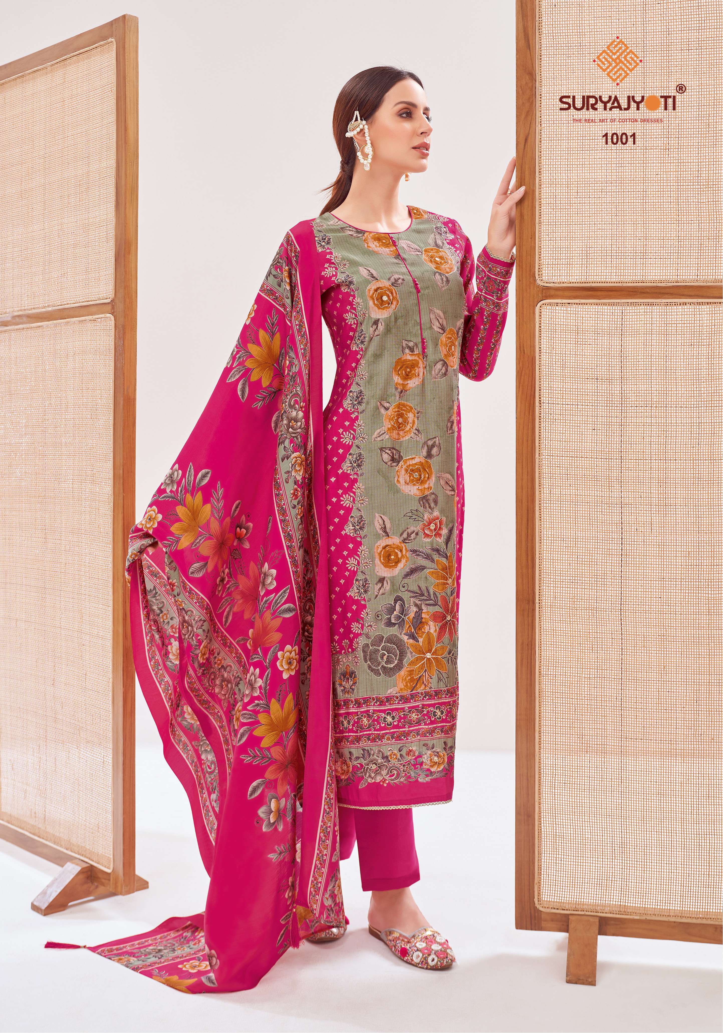 SURYAJYOTI  KUSUM VOL 1 SILK DESIGNER PRINT WITH WORK SUIT