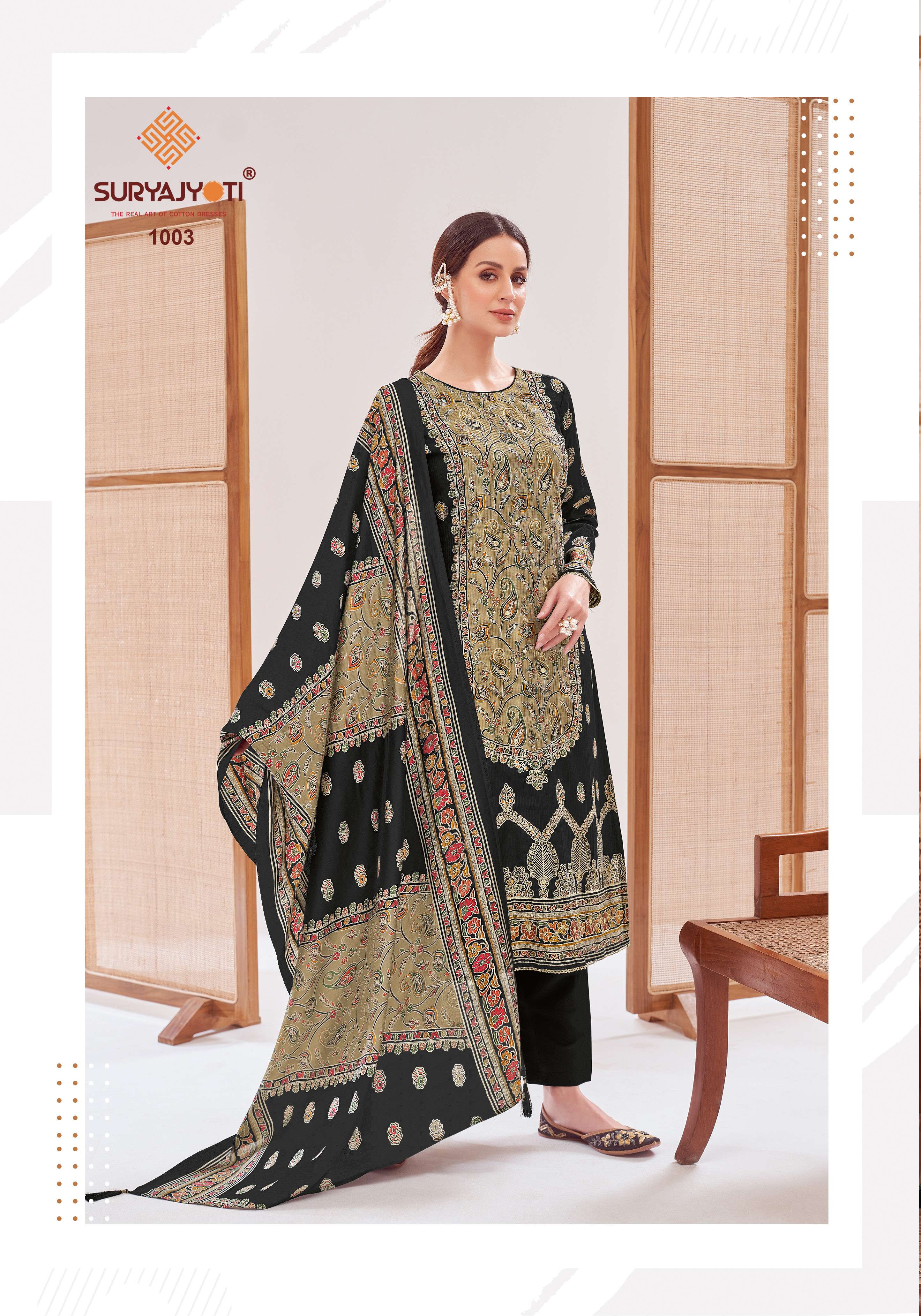 SURYAJYOTI  KUSUM VOL 1 SILK DESIGNER PRINT WITH WORK SUIT