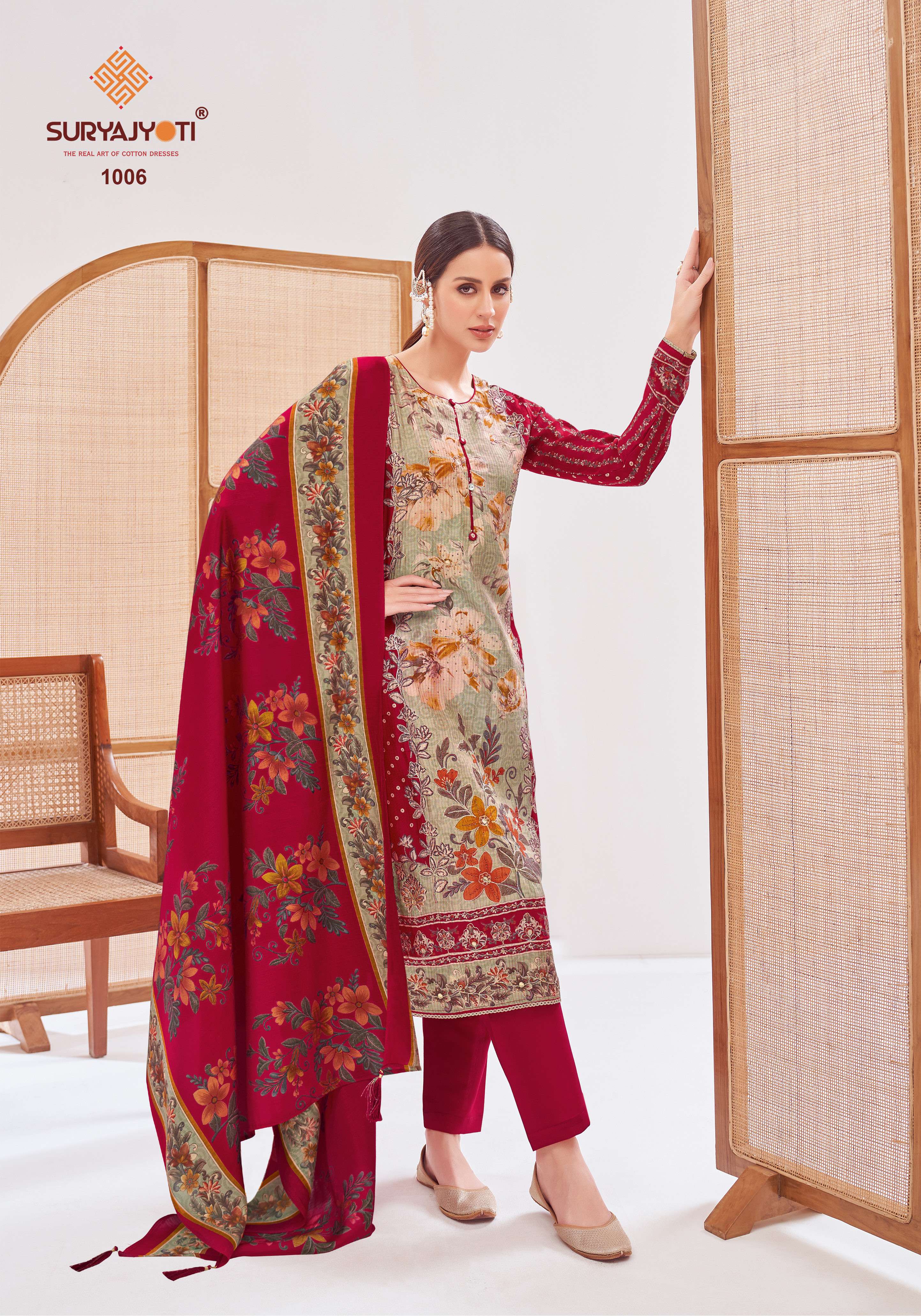 SURYAJYOTI  KUSUM VOL 1 SILK DESIGNER PRINT WITH WORK SUIT