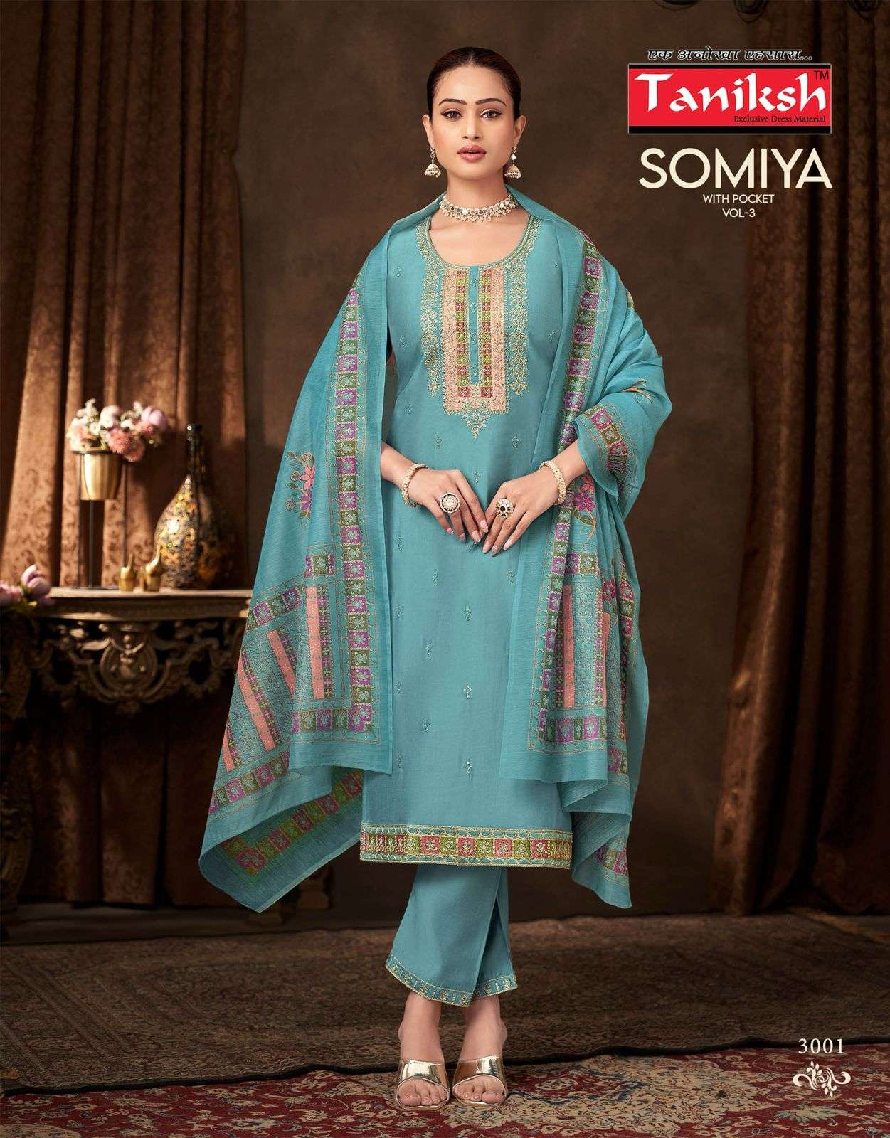 TANIKSH SOMIYA VOL 3 SILK FANCY EMBROIDERY WORK LADIES KURTI COMBO SET