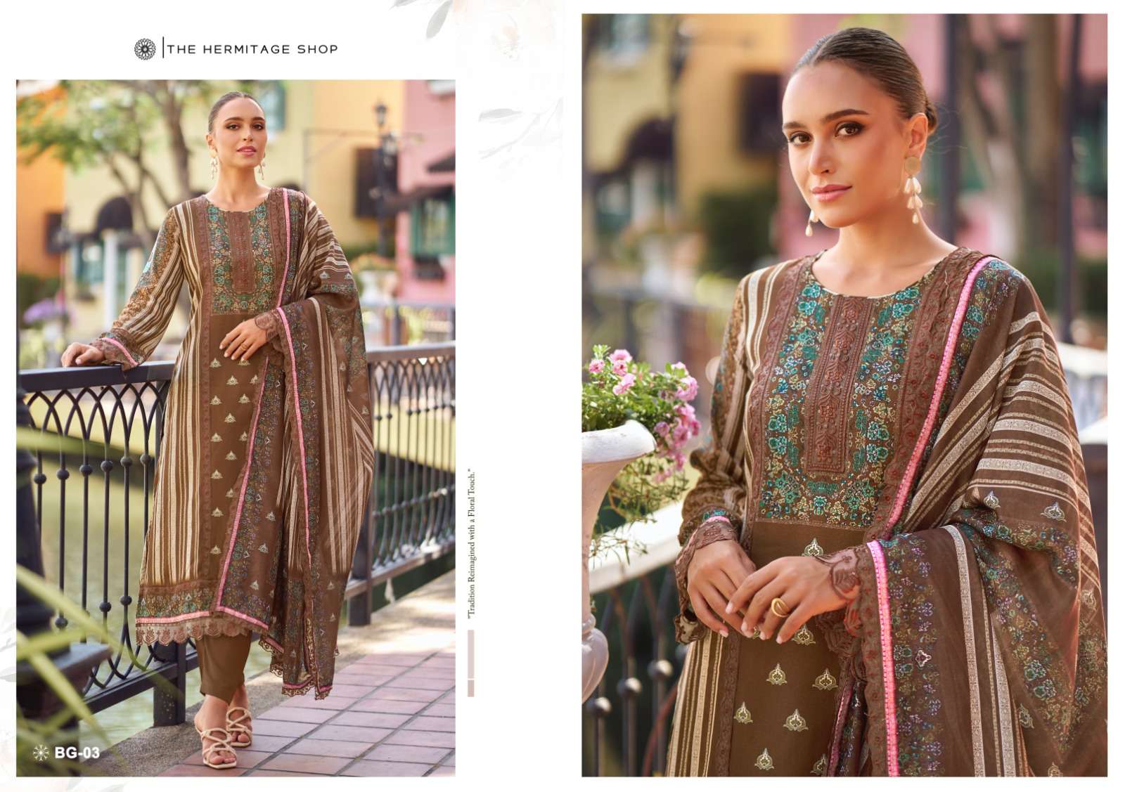 THE HERMITAGE SHOP BAGH HIT LIST JAM SATIN FANCY CHIKANKARI WORK SUIT