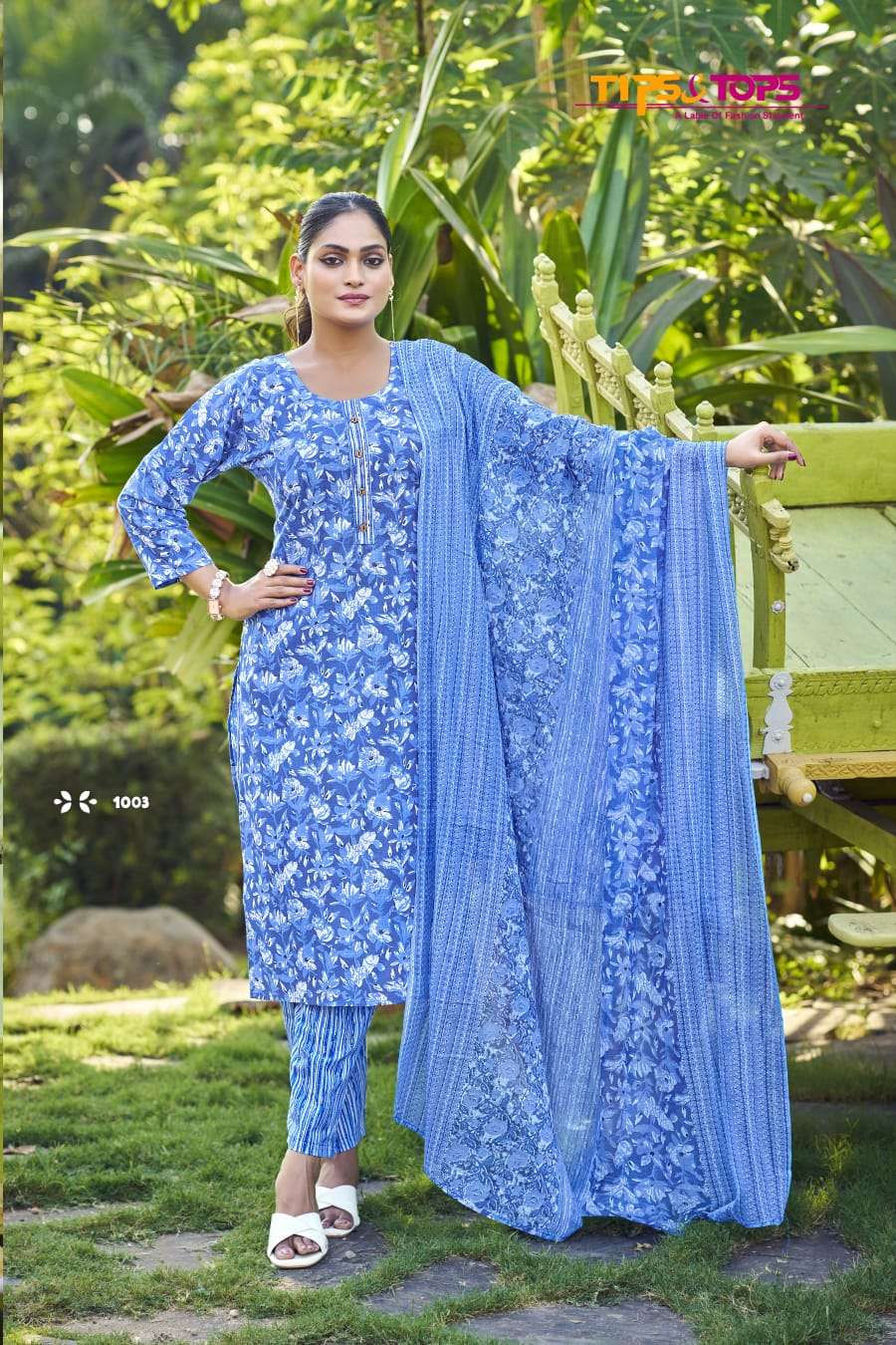 TIPS AND TOPS  SUMMER FASHION VOL 8 COTTON PRINT FANCY KURTI COMBO SET