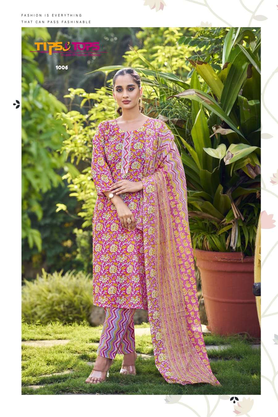 TIPS AND TOPS  SUMMER FASHION VOL 8 COTTON PRINT FANCY KURTI COMBO SET