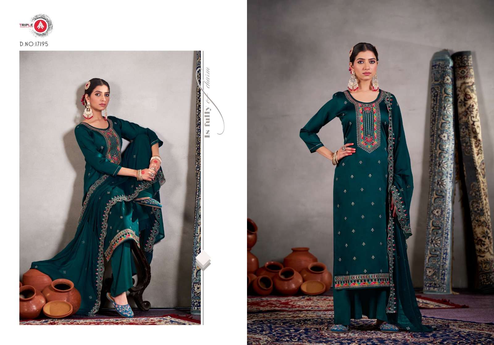  TRIPLE AAA YATRI JAM COTTON FANCY WORK SUIT