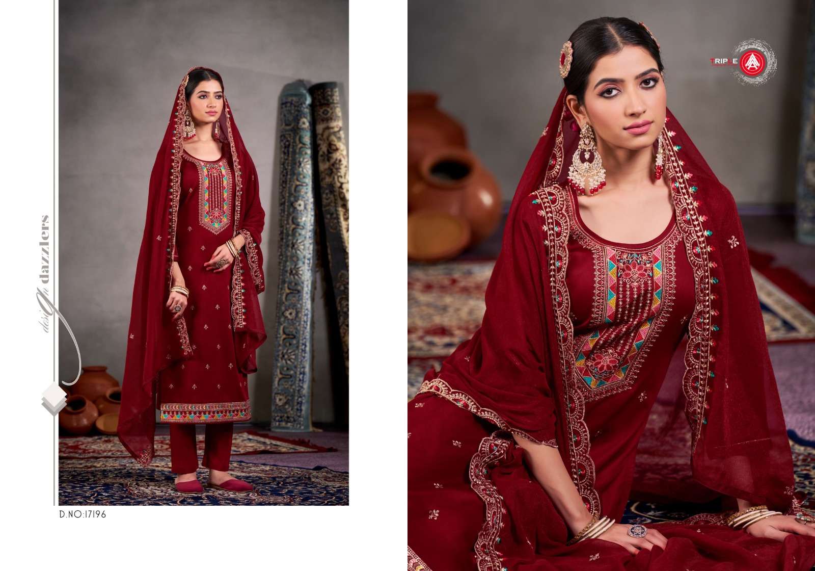  TRIPLE AAA YATRI JAM COTTON FANCY WORK SUIT