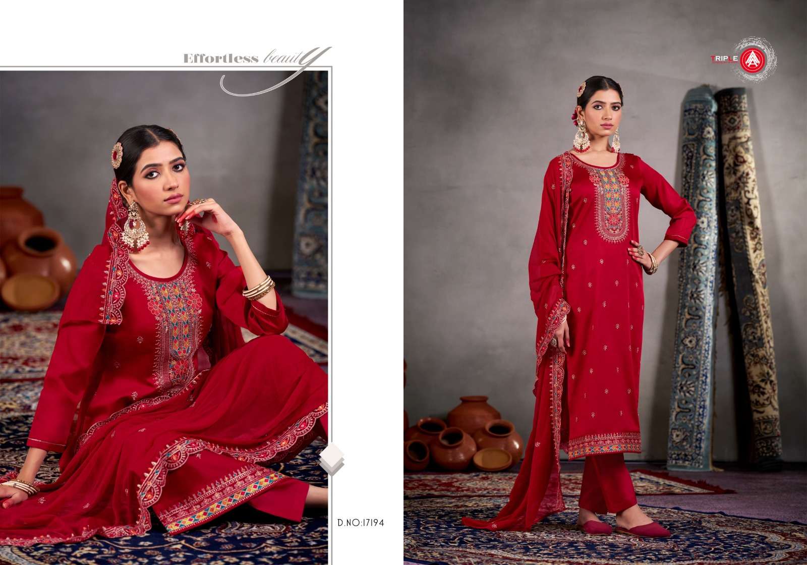  TRIPLE AAA YATRI JAM COTTON FANCY WORK SUIT