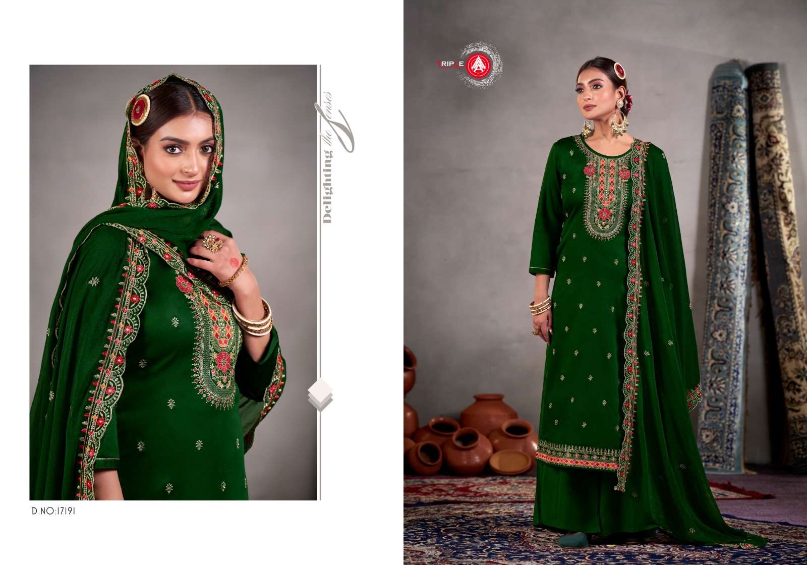  TRIPLE AAA YATRI JAM COTTON FANCY WORK SUIT