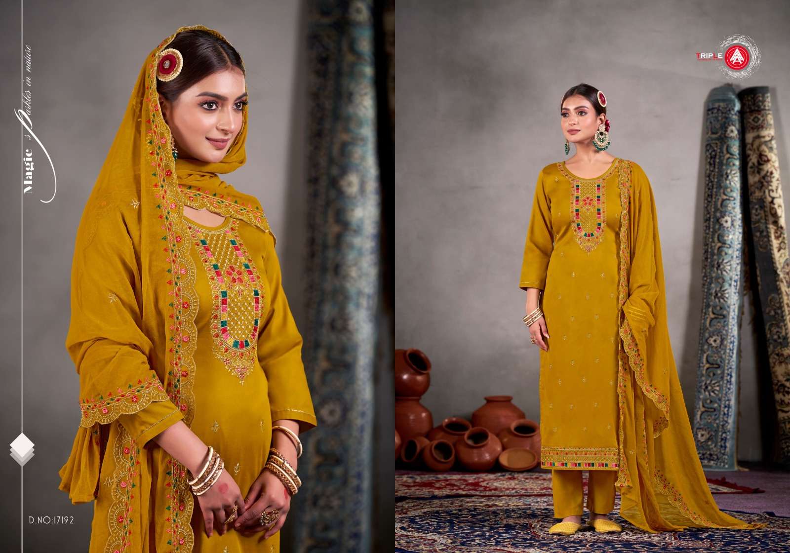  TRIPLE AAA YATRI JAM COTTON FANCY WORK SUIT