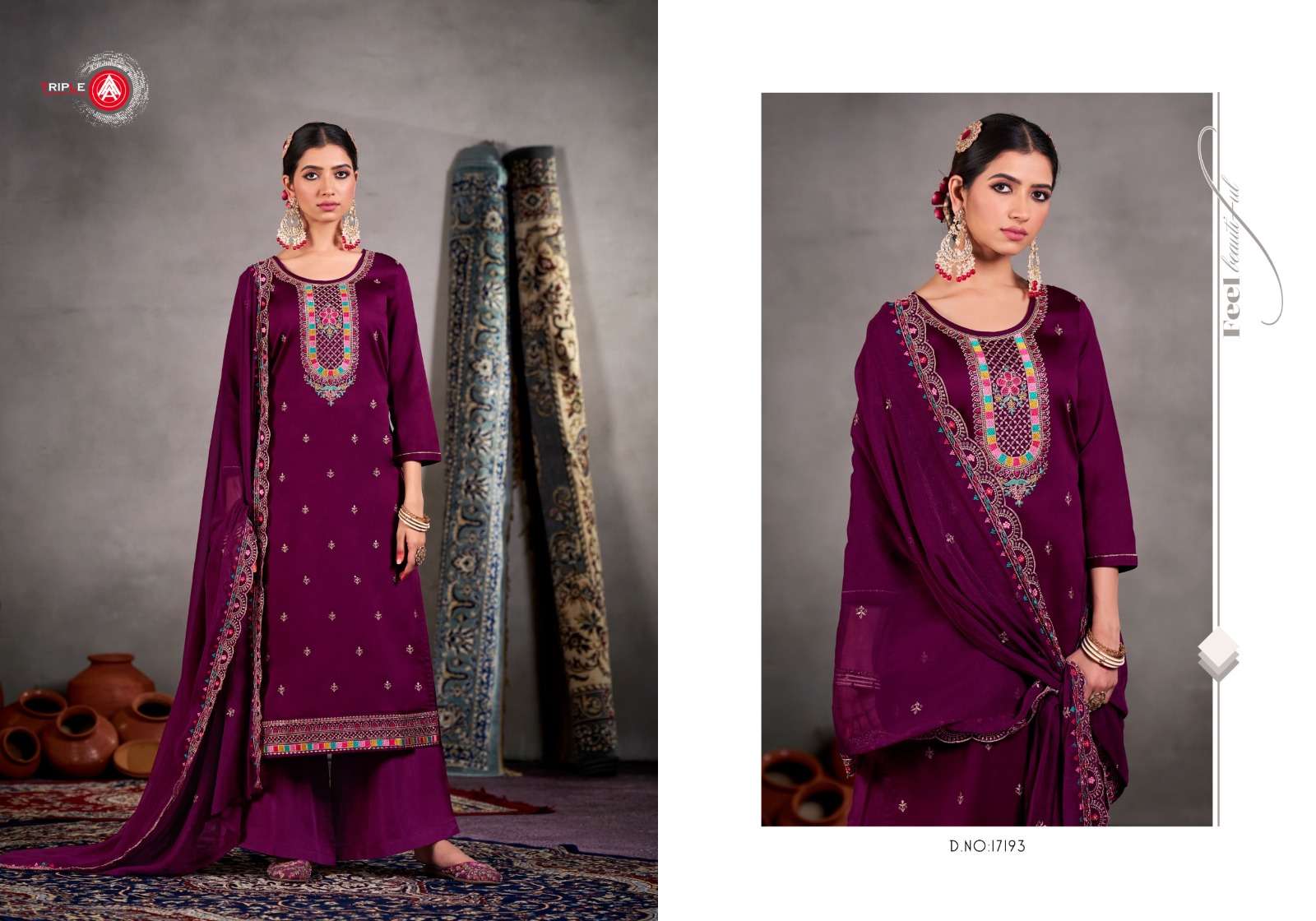  TRIPLE AAA YATRI JAM COTTON FANCY WORK SUIT