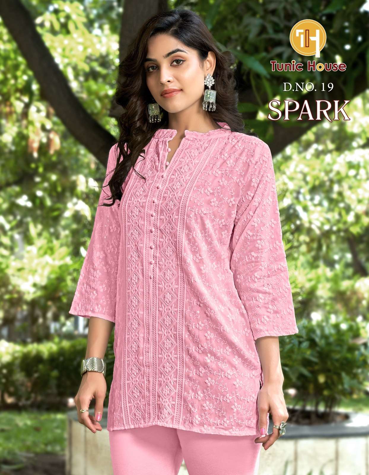 TUNIC HOUSE SPARK FANCY  CHIKANKARI WORK LADIES TOP