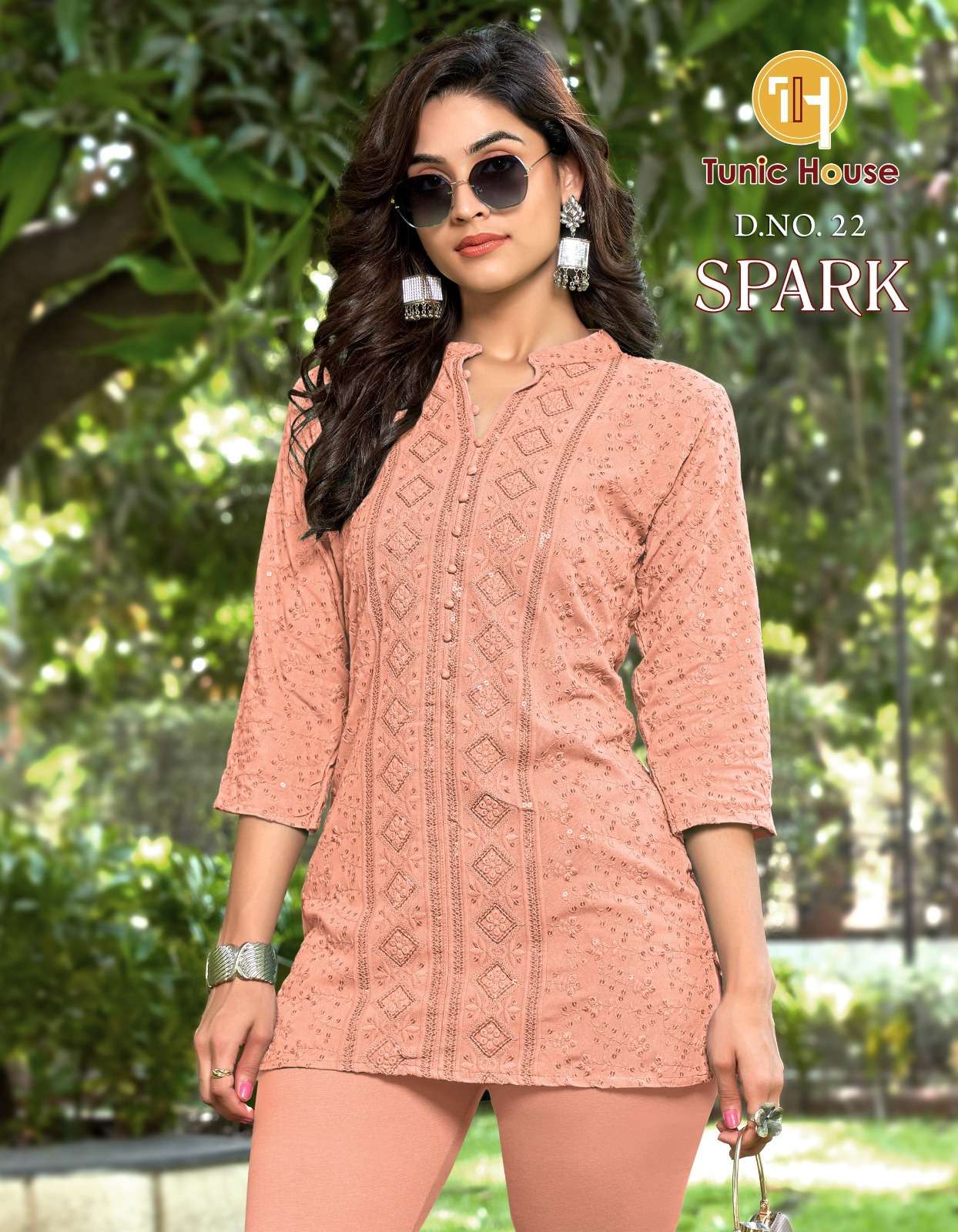 TUNIC HOUSE SPARK FANCY  CHIKANKARI WORK LADIES TOP
