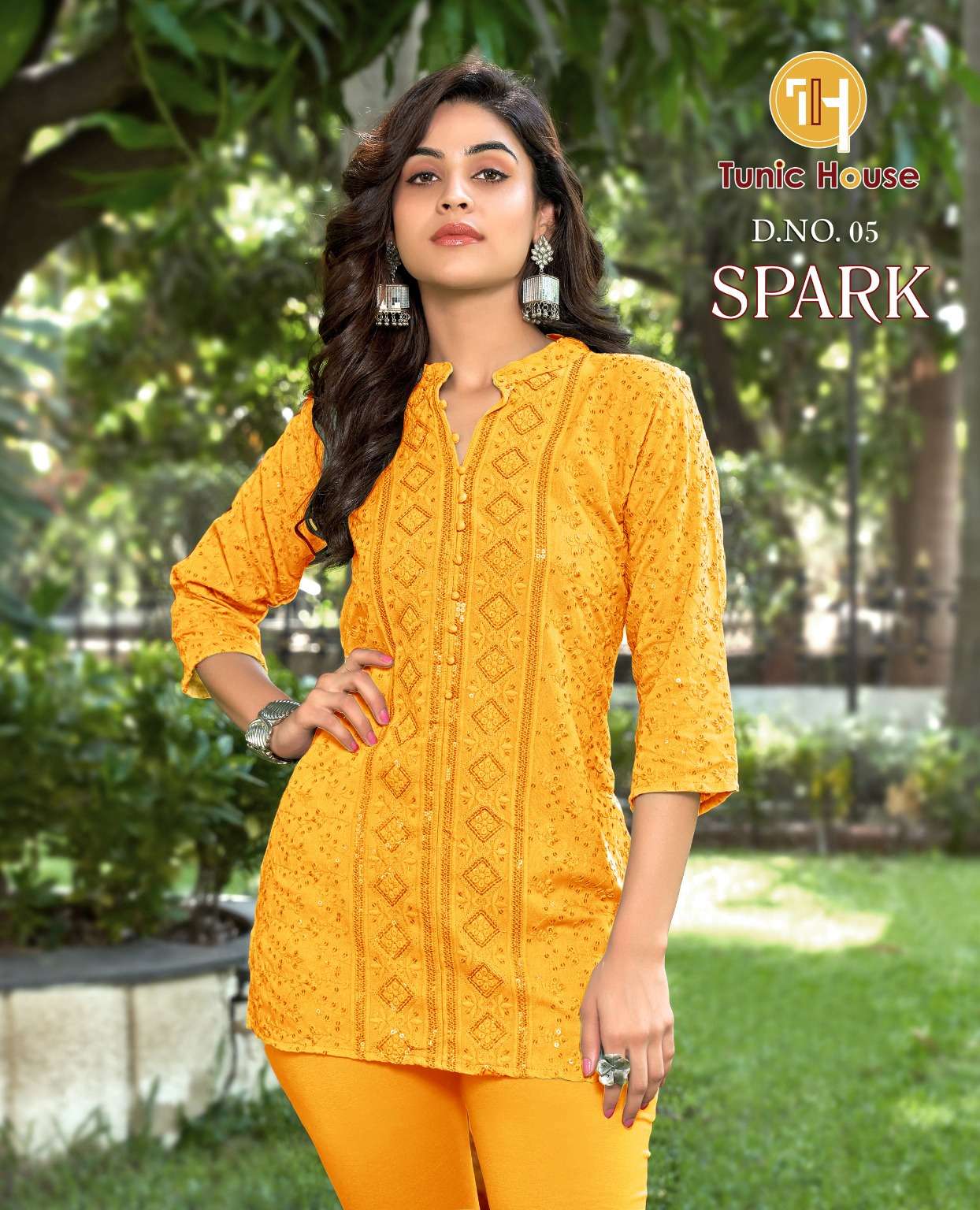 TUNIC HOUSE SPARK FANCY  CHIKANKARI WORK LADIES TOP