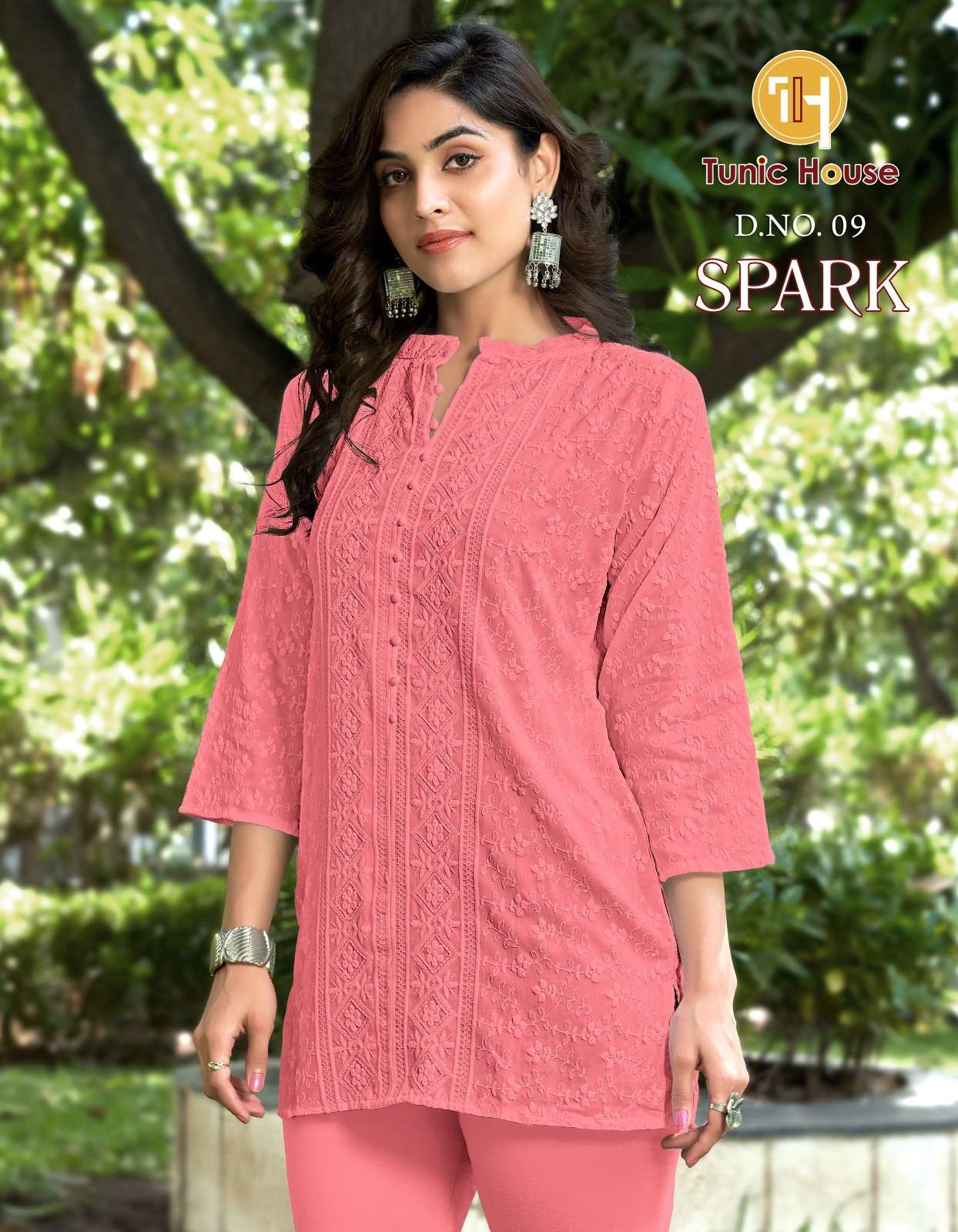 TUNIC HOUSE SPARK FANCY  CHIKANKARI WORK LADIES TOP