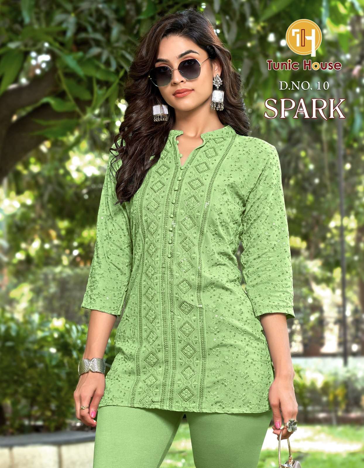 TUNIC HOUSE SPARK FANCY  CHIKANKARI WORK LADIES TOP