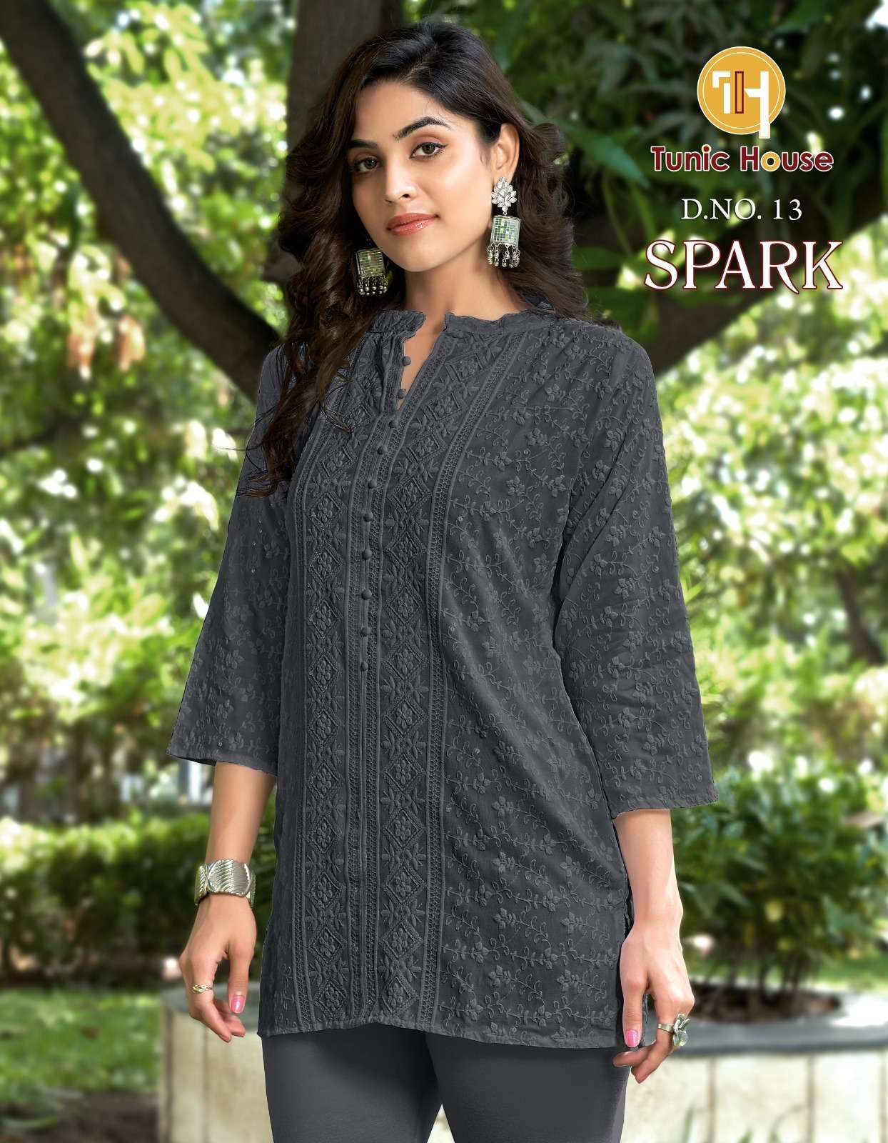 TUNIC HOUSE SPARK FANCY  CHIKANKARI WORK LADIES TOP