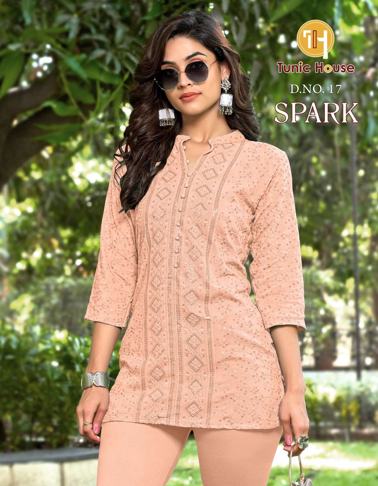 TUNIC HOUSE SPARK FANCY  CHIKANKARI WORK LADIES TOP