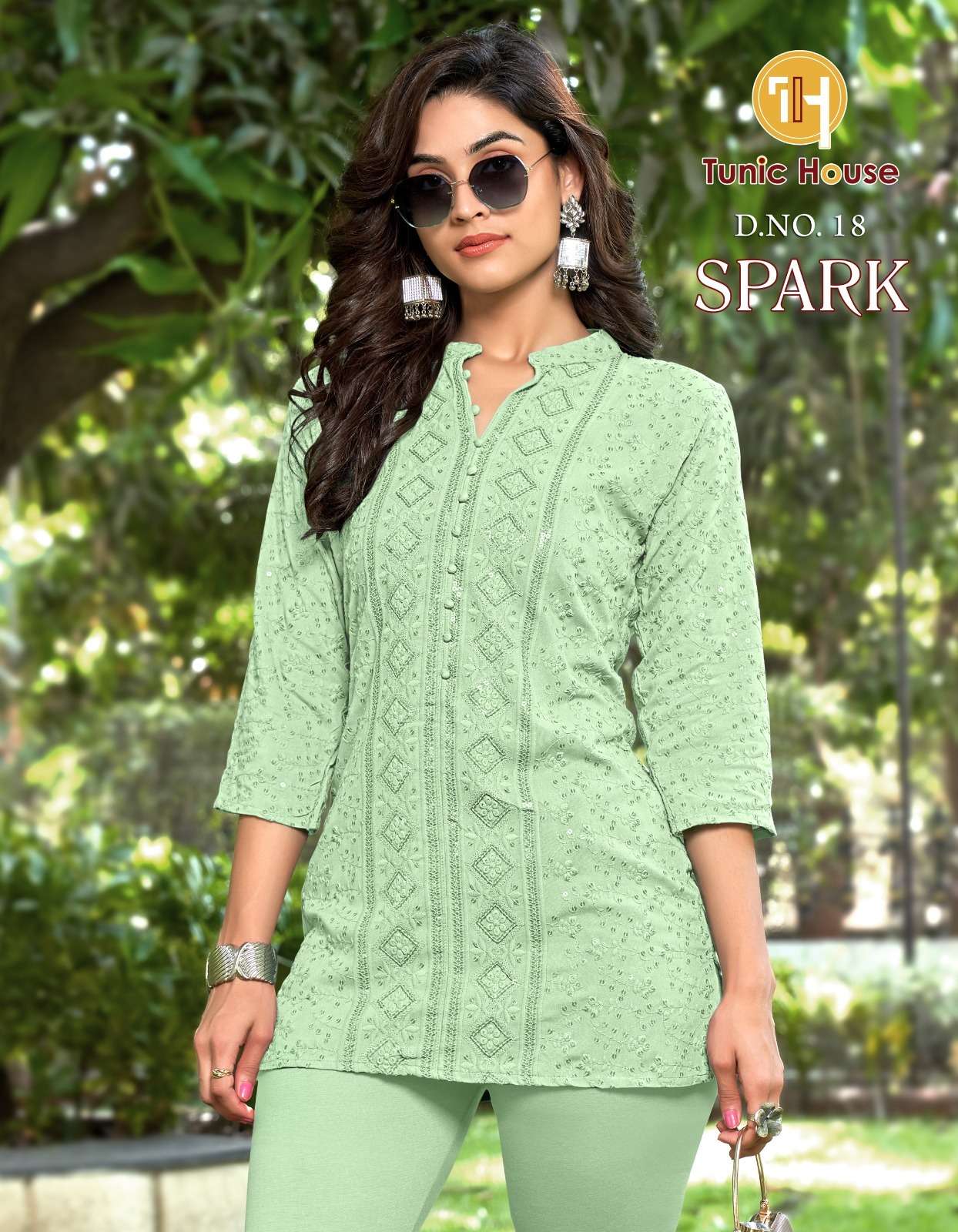 TUNIC HOUSE SPARK FANCY  CHIKANKARI WORK LADIES TOP