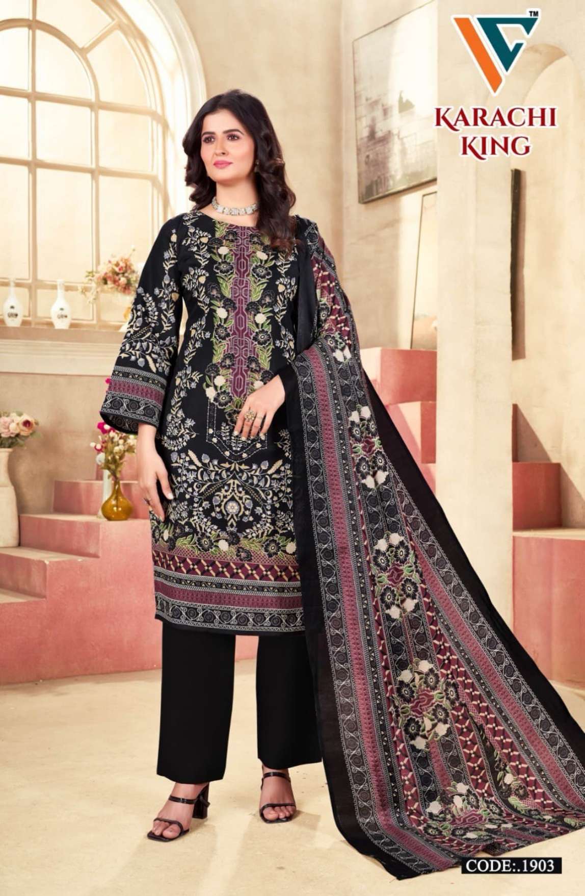 VANDANA‎‎‎‎ CREATION KARACHI‎ KING VOL 19 COTTON DIGITAL PRINT DRESS