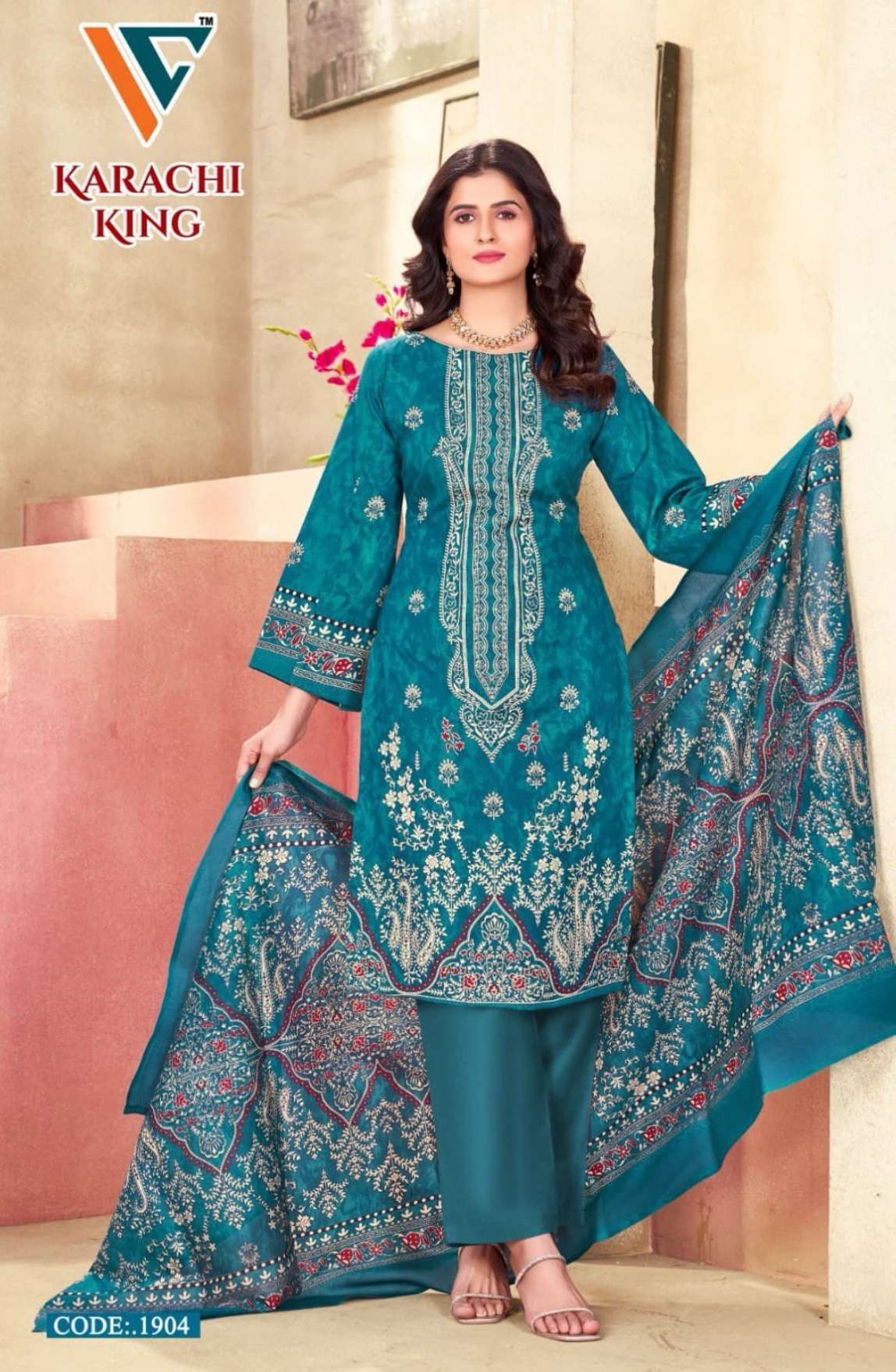 VANDANA‎‎‎‎ CREATION KARACHI‎ KING VOL 19 COTTON DIGITAL PRINT DRESS