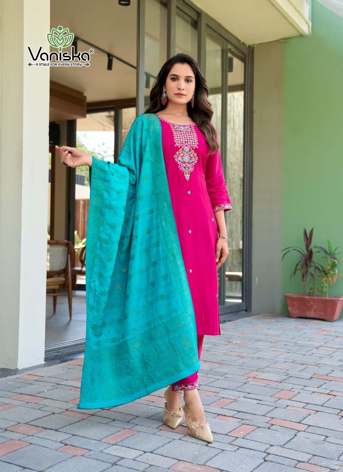 VANISKA FANTASY VOL 1 VISCOSE FANCY EMBROIDERIES KURTI COMBO SET