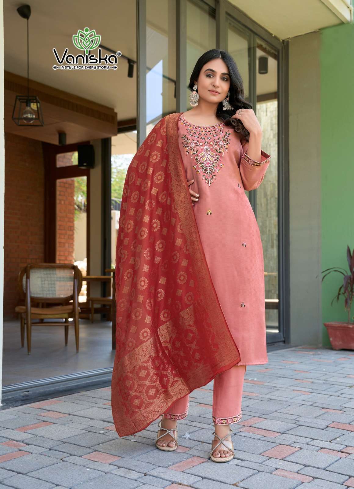 VANISKA FANTASY VOL 1 VISCOSE FANCY EMBROIDERIES KURTI COMBO SET
