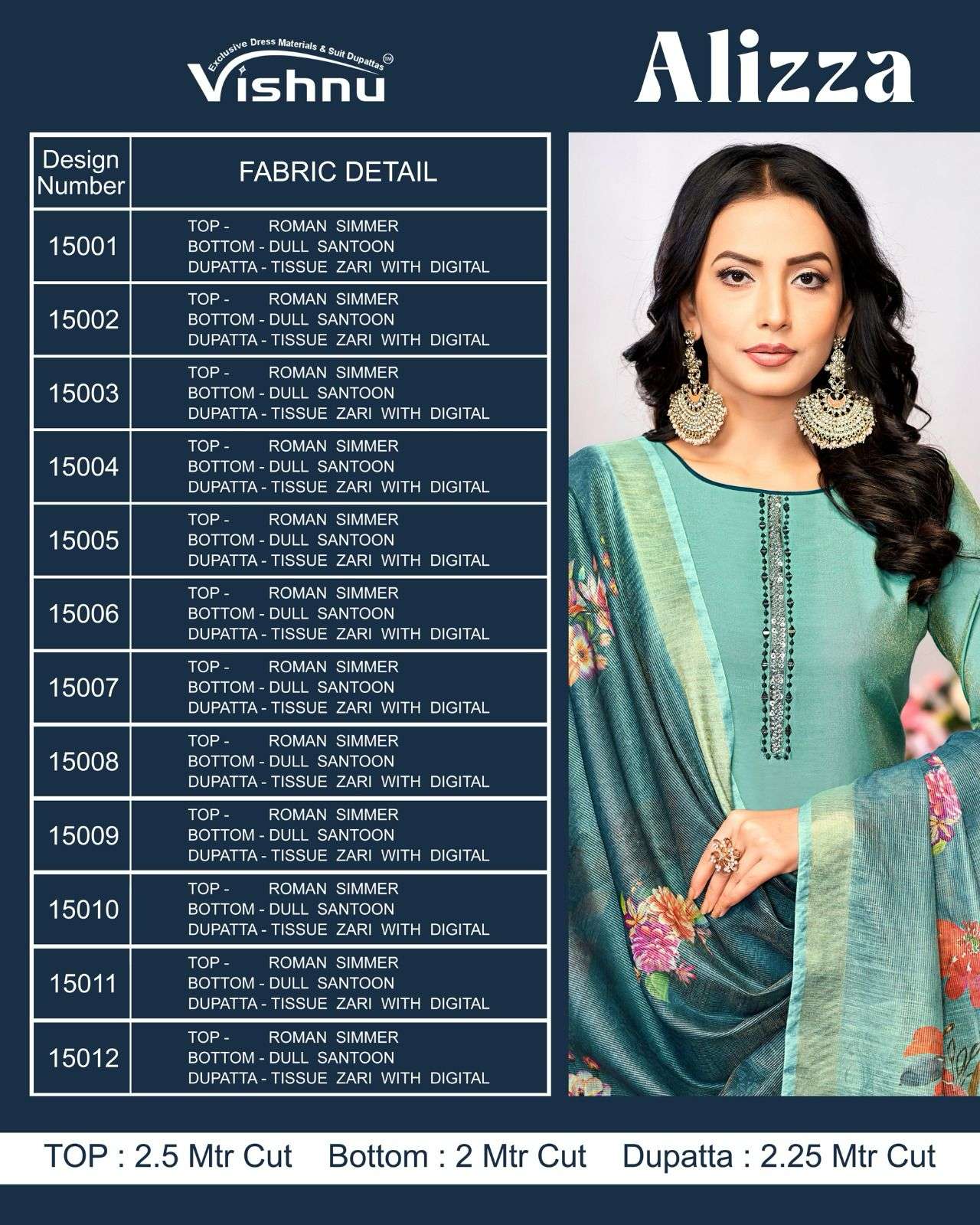 VISHNU IMPEX ALIZZA SIMER FABRIC FANCY WORK LADIES SALWAR SUIT