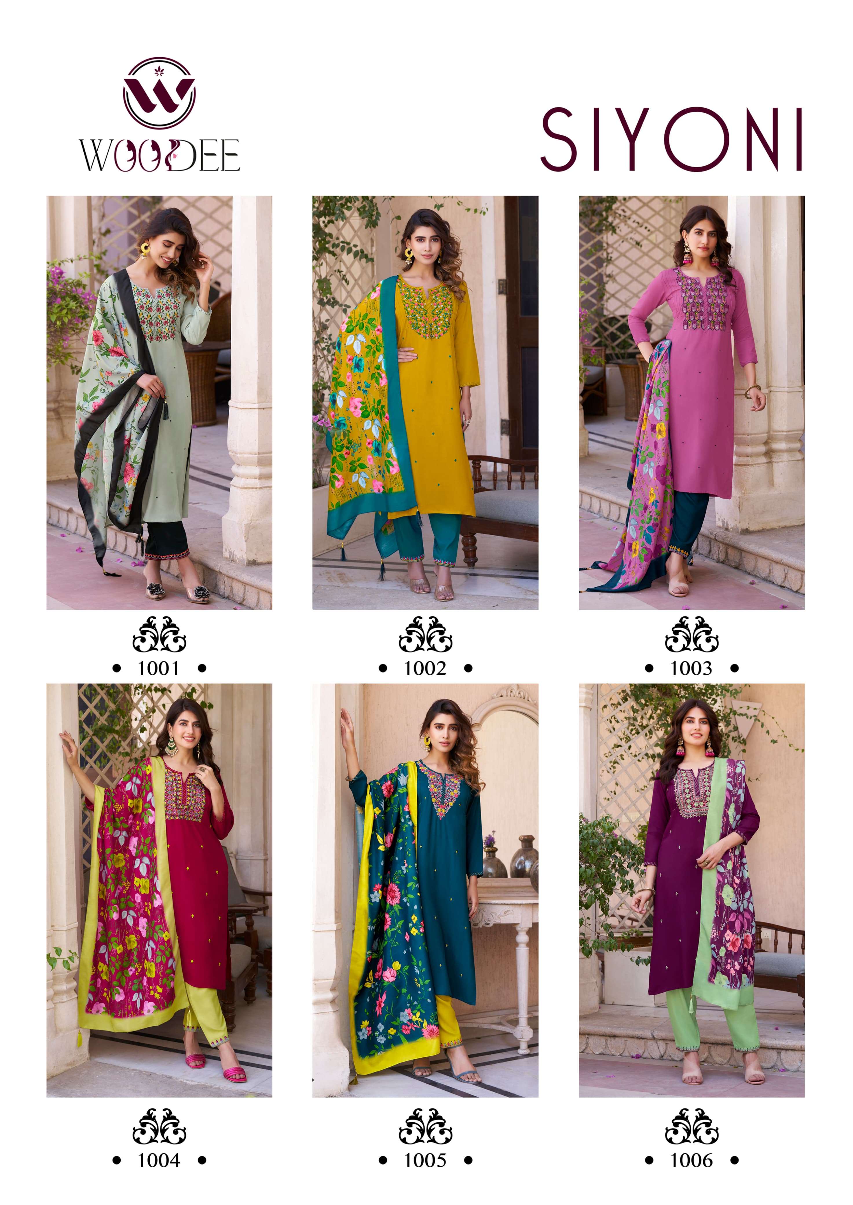 WOODEE SIYONI RAYON FANCY EMBROIDERIES KURTI COMBO SET