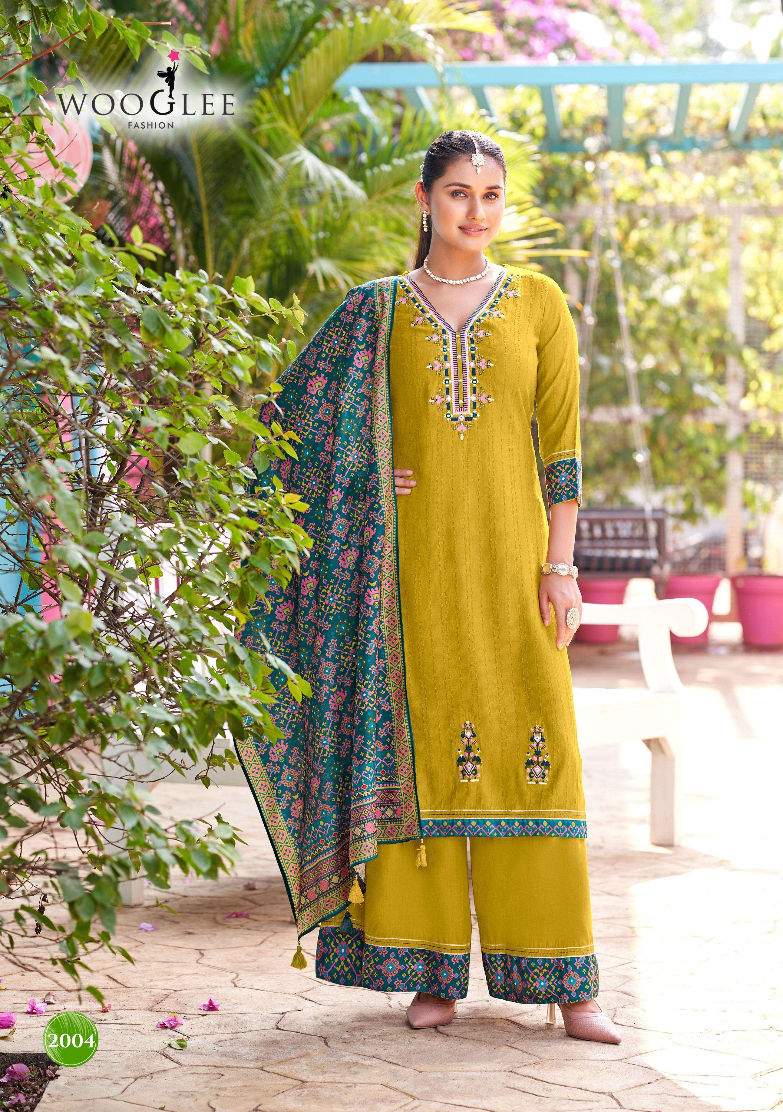 WOOGLEE PRARAMBH MODAL FABRIC FANCY WORK LADIES 3 PCS SET
