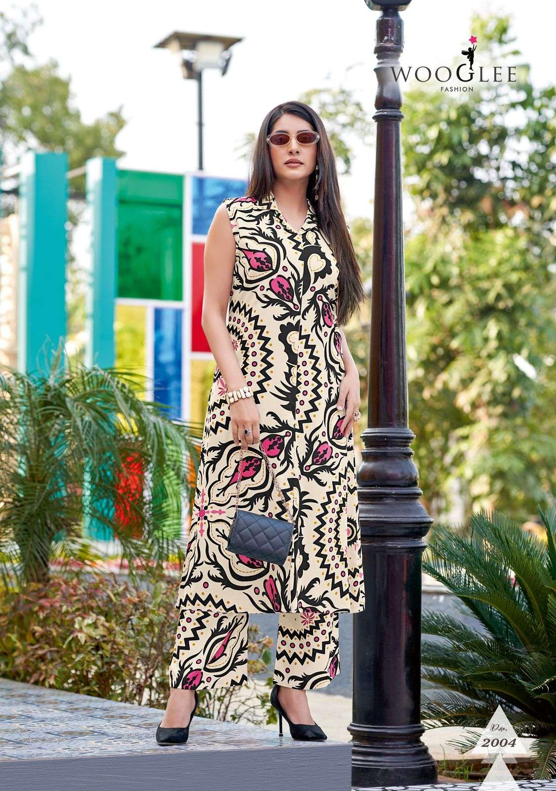 WOOGLEE SAMIKSHA RAYON PRINT FANCY LADIES KURTI WITH BOTTOM PAIR