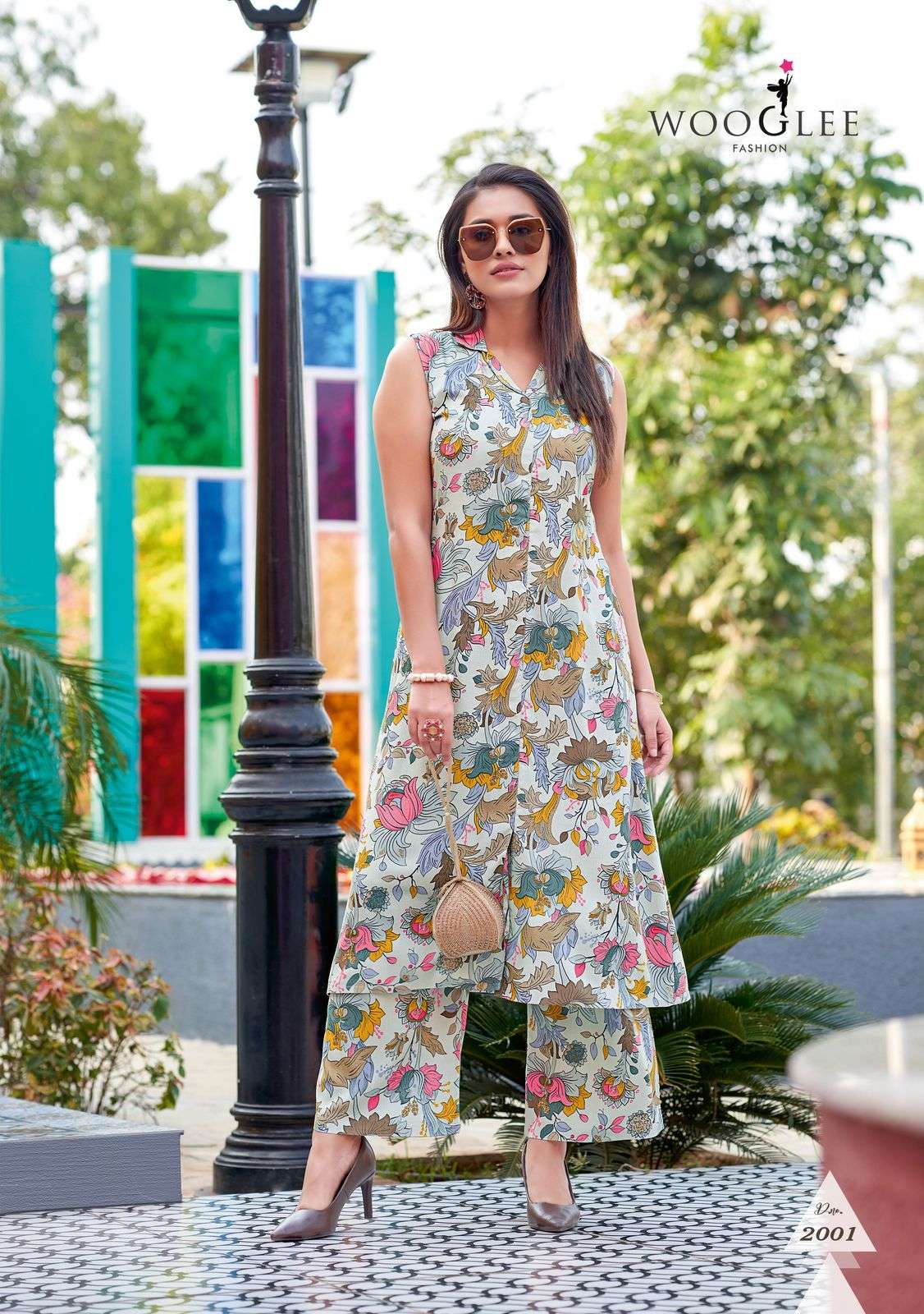 WOOGLEE SAMIKSHA RAYON PRINT FANCY LADIES KURTI WITH BOTTOM PAIR