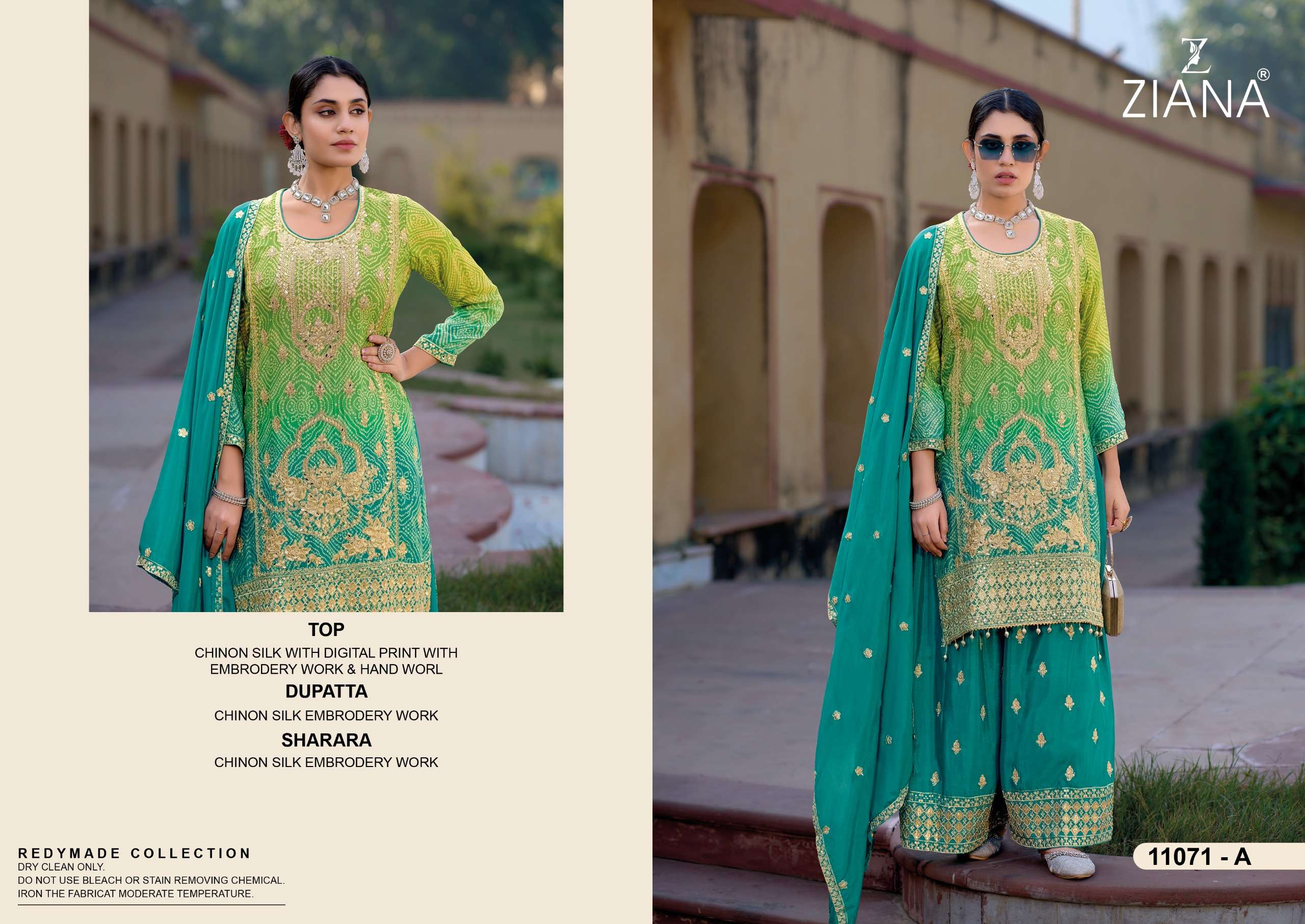 ZIANA D NO 11071 SILK HEAVY GEORGEOUS DESIGNER READY MADE SUIT
