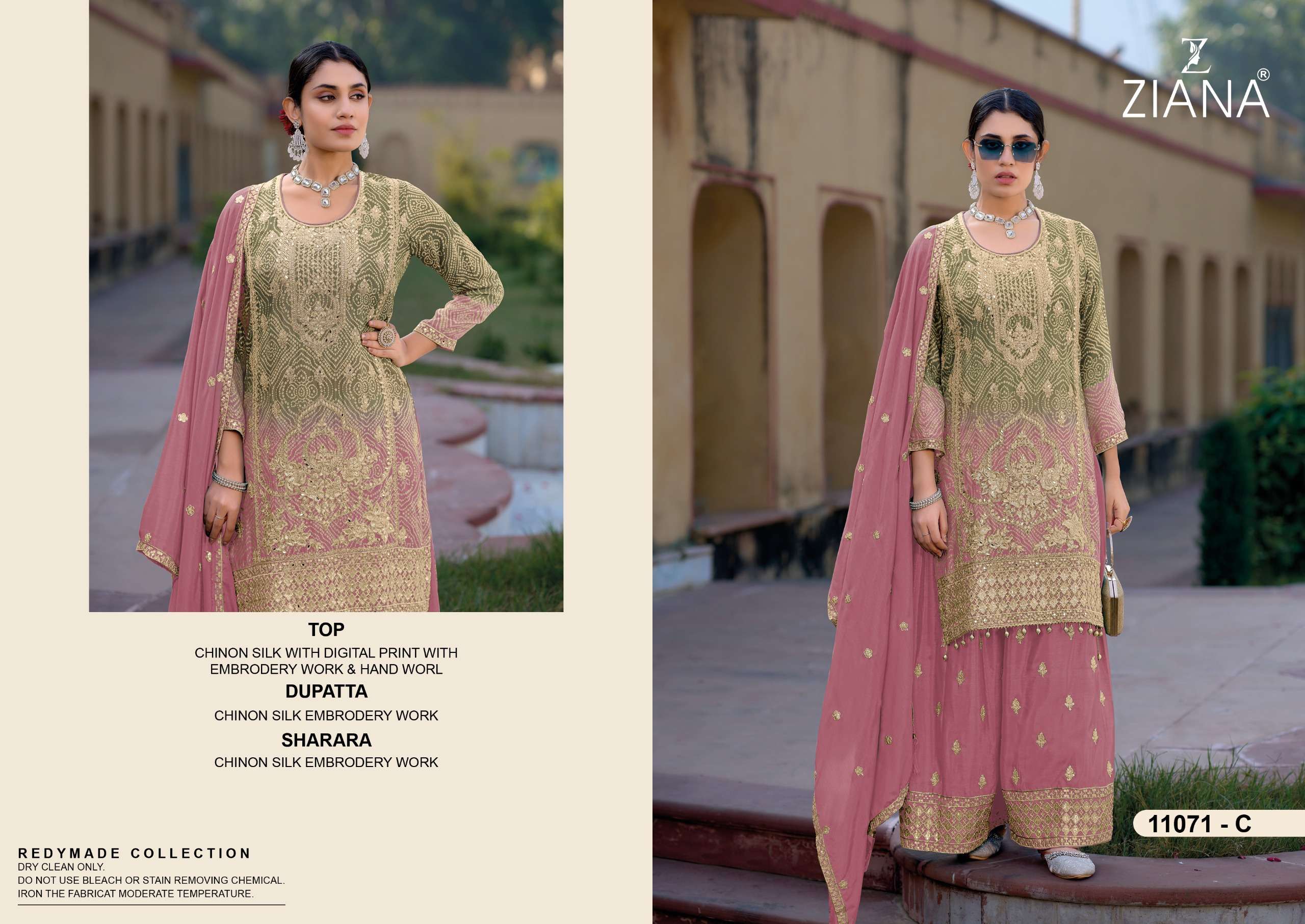 ZIANA D NO 11071 SILK HEAVY GEORGEOUS DESIGNER READY MADE SUIT